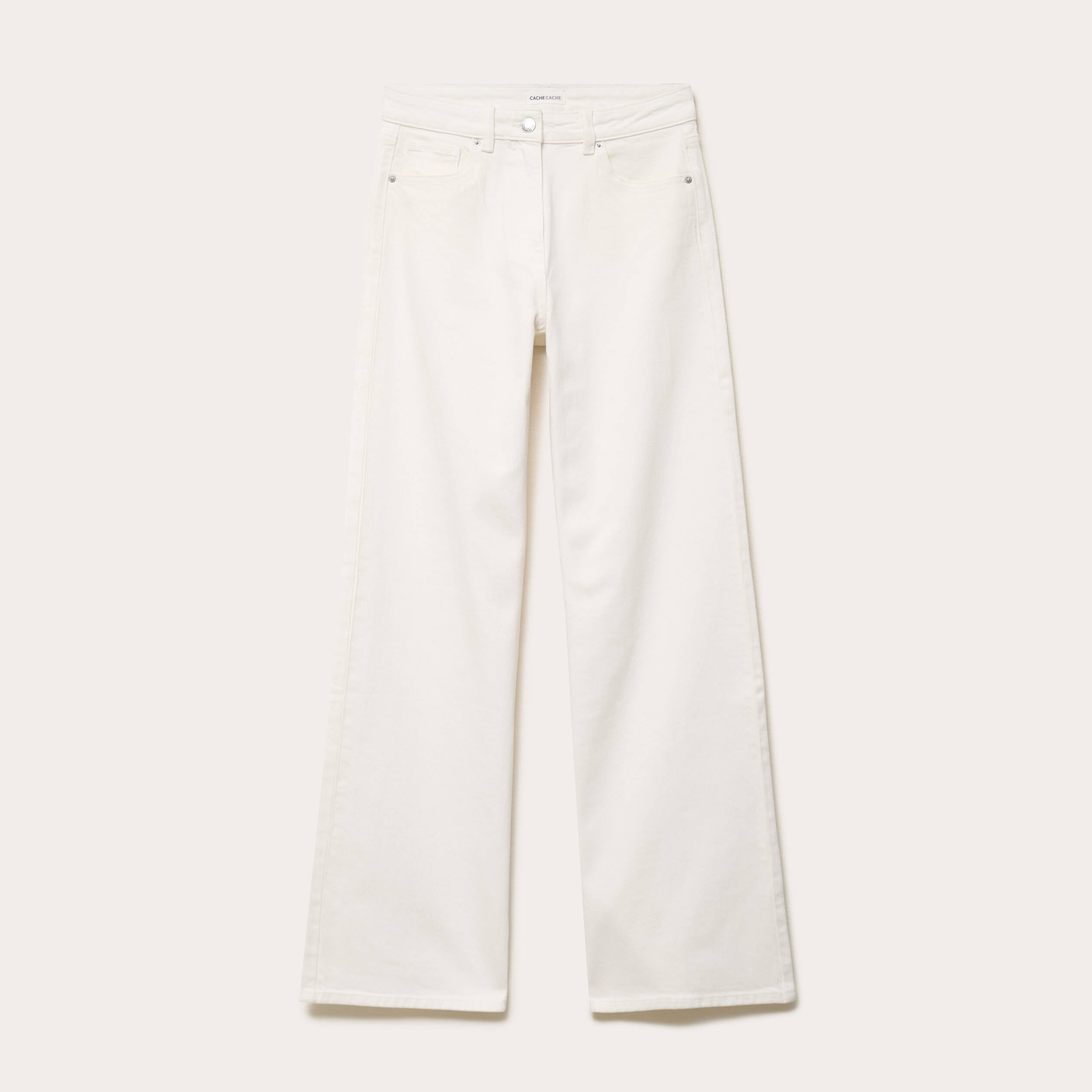 Jeans wide leg taille haute denim blanc femme