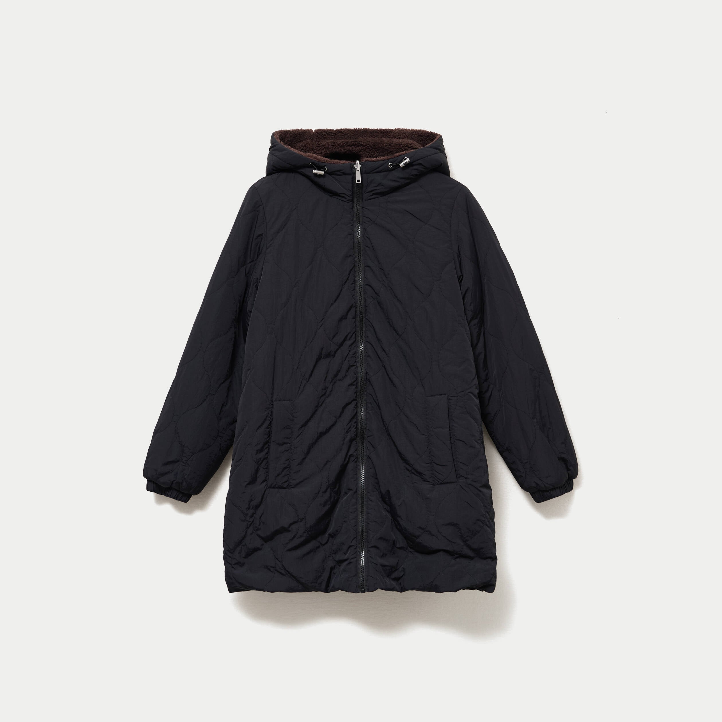 Parka r&eacute;versible effet polaire noir femme