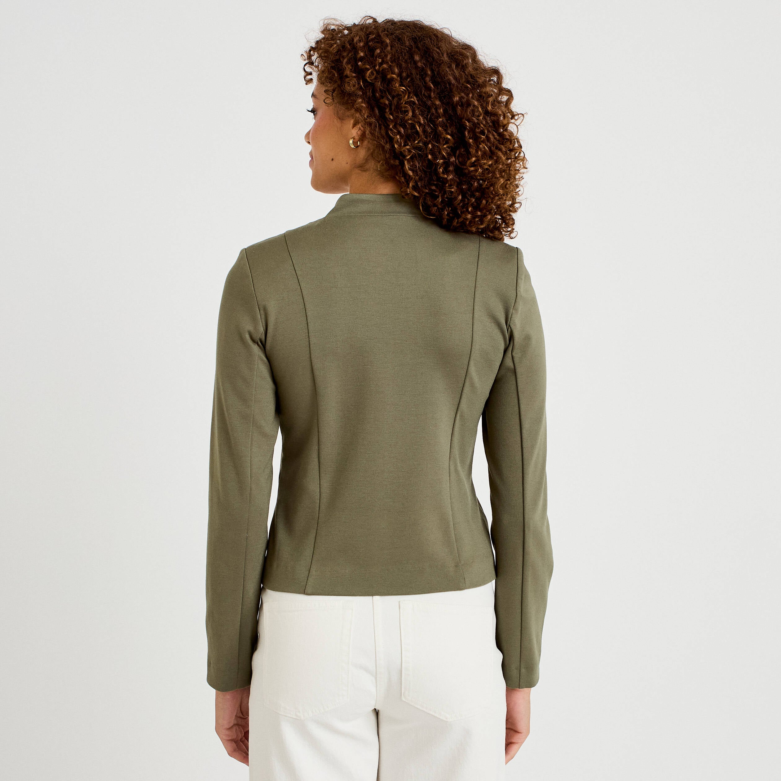 Veste ajust&eacute;e manches longues vert kaki femme