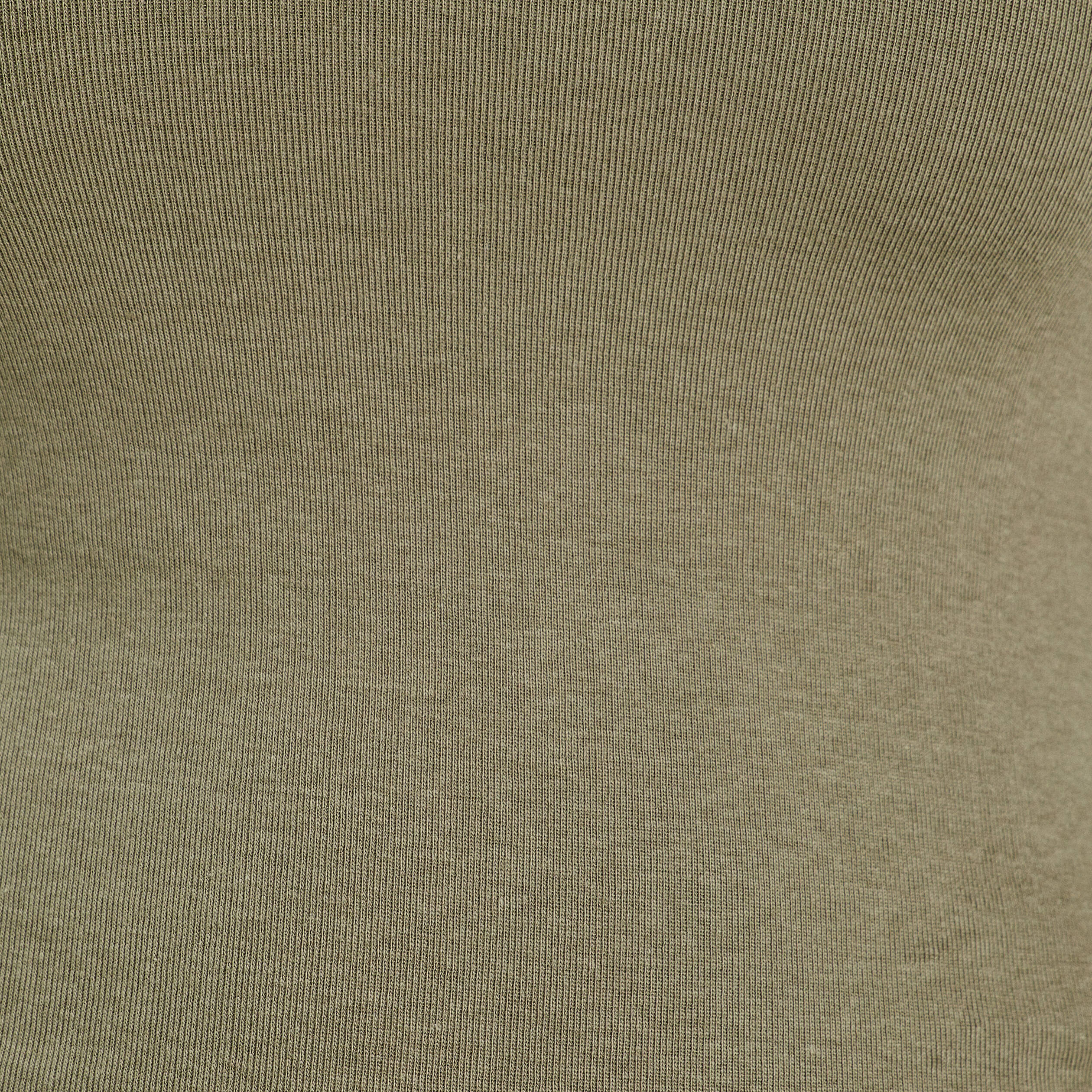 T-shirt cintr&eacute; col rond manches longues vert kaki femme