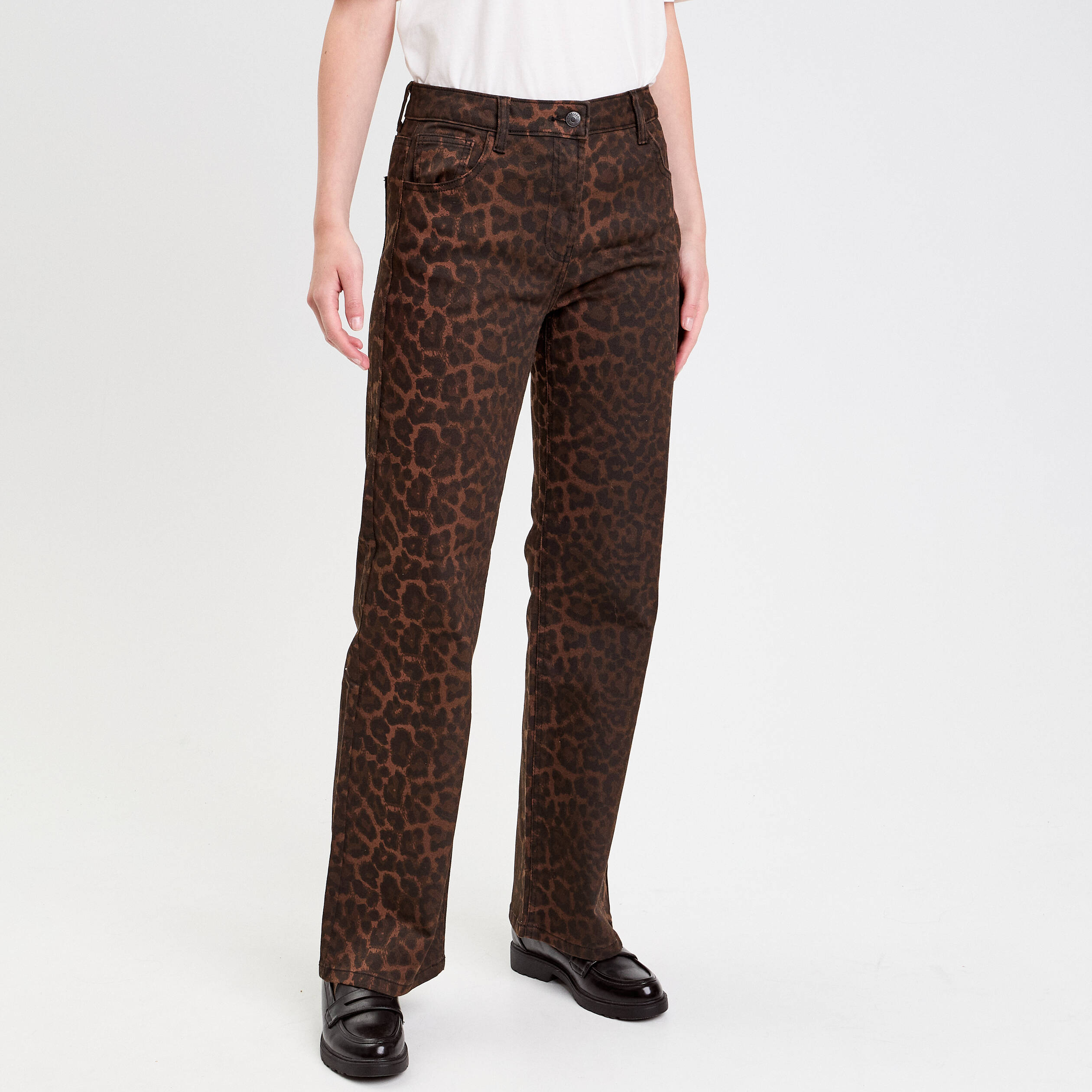 Pantalon droit marron femme
