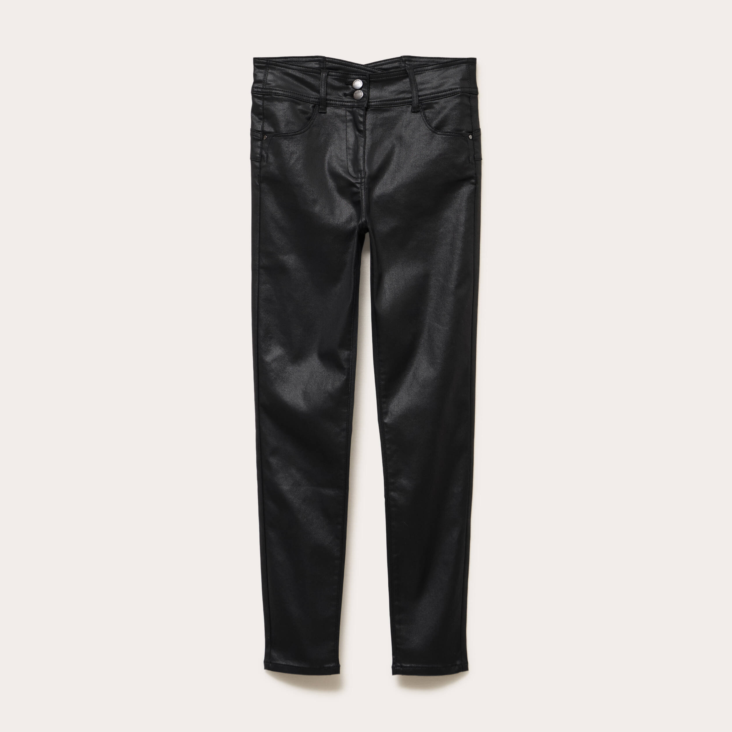 Pantalon enduit slim push-up denim noir enduit femme