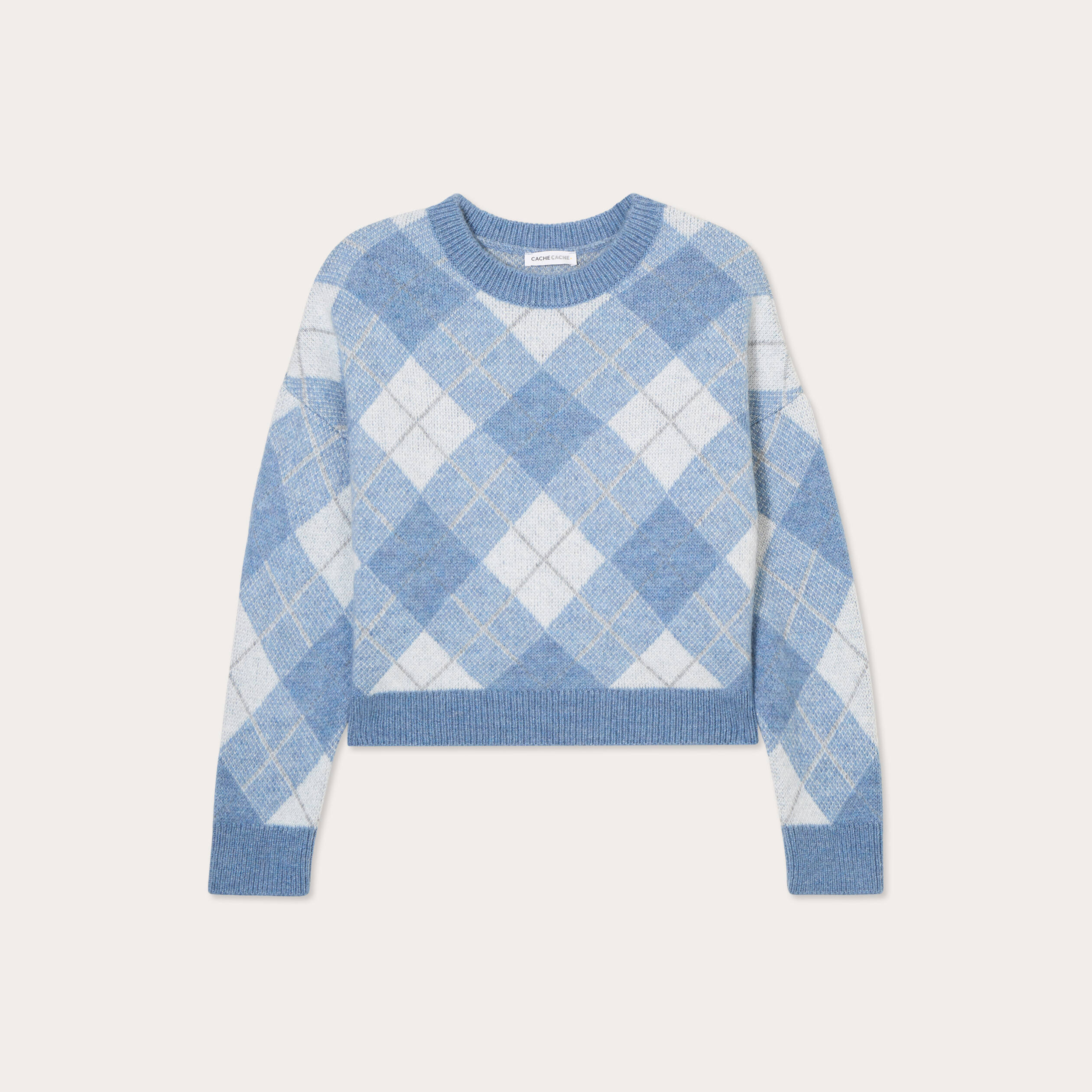 Pull manches longues bleu femme