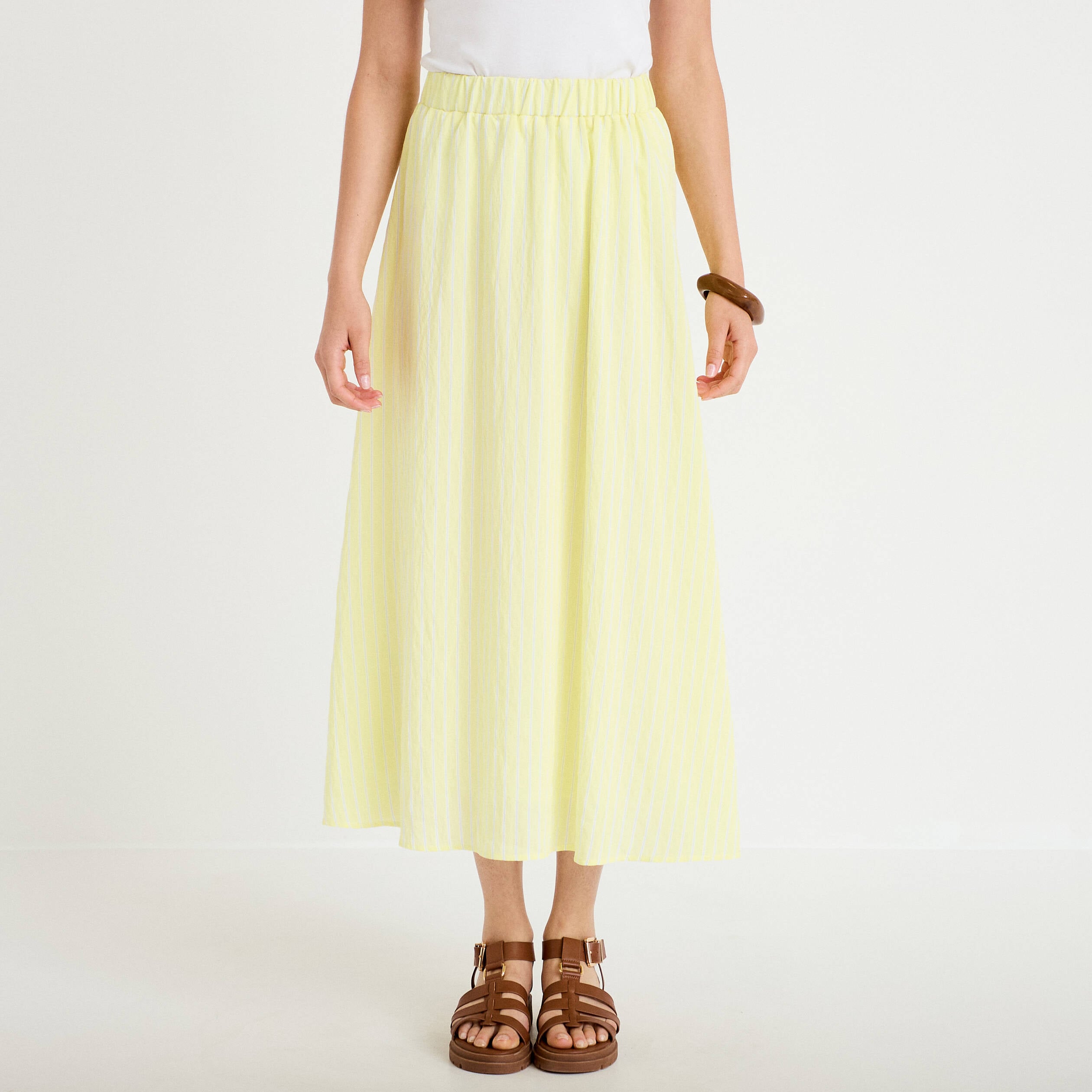 Jupon &eacute;vas&eacute; longueur 3/4 jaune femme