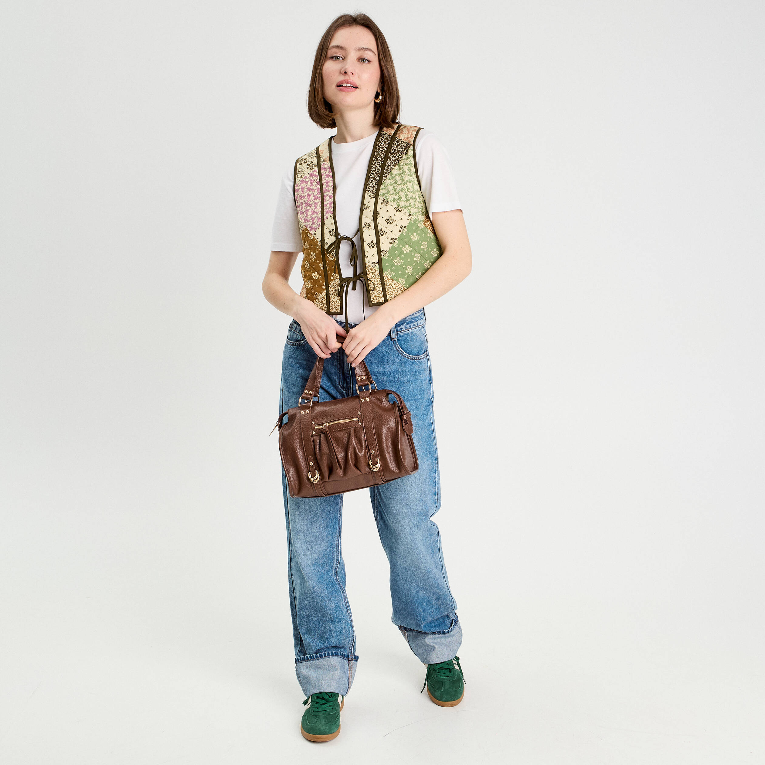 Gilet matelass&eacute; sans manches beige femme