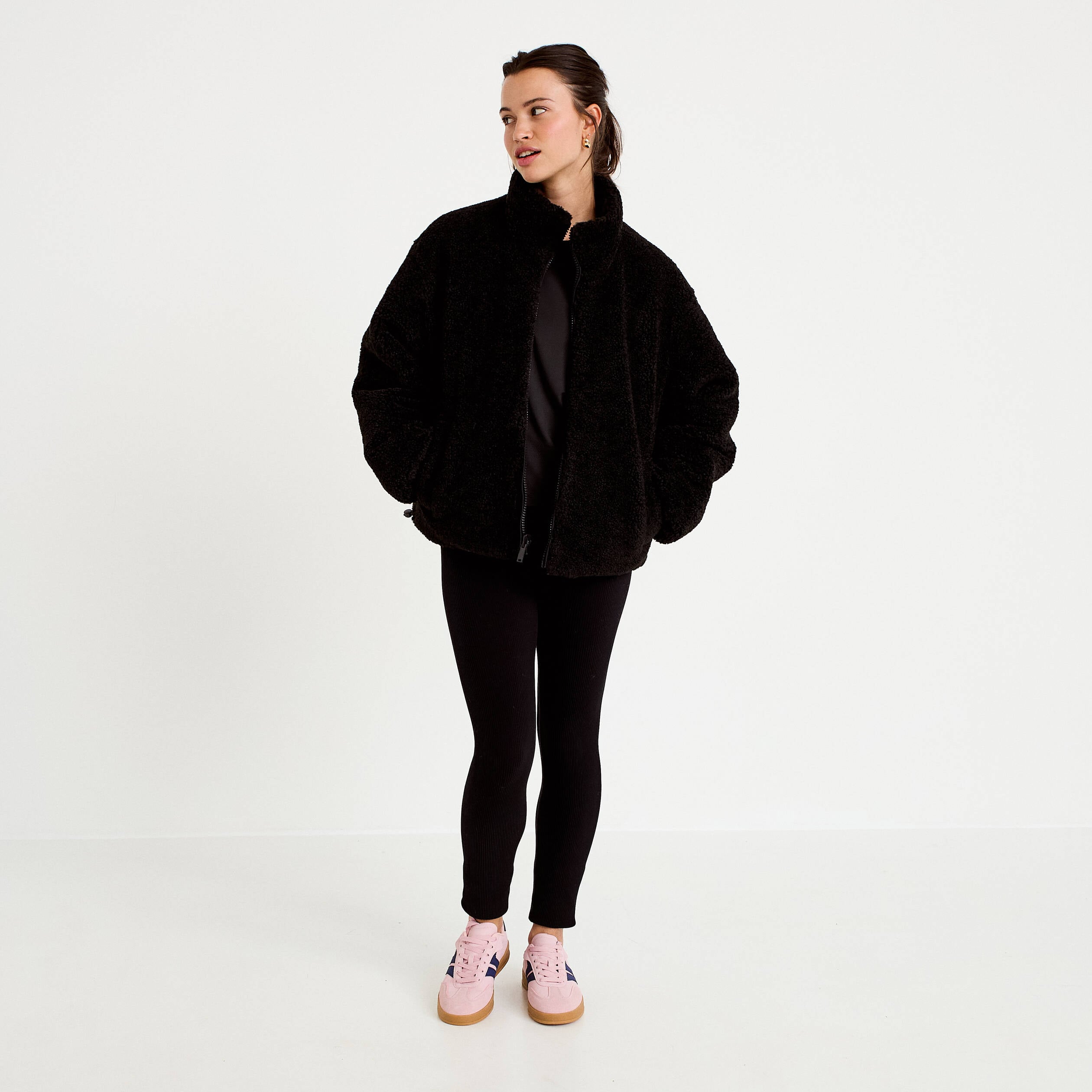 Leggings taille haute sans couture noir femme
