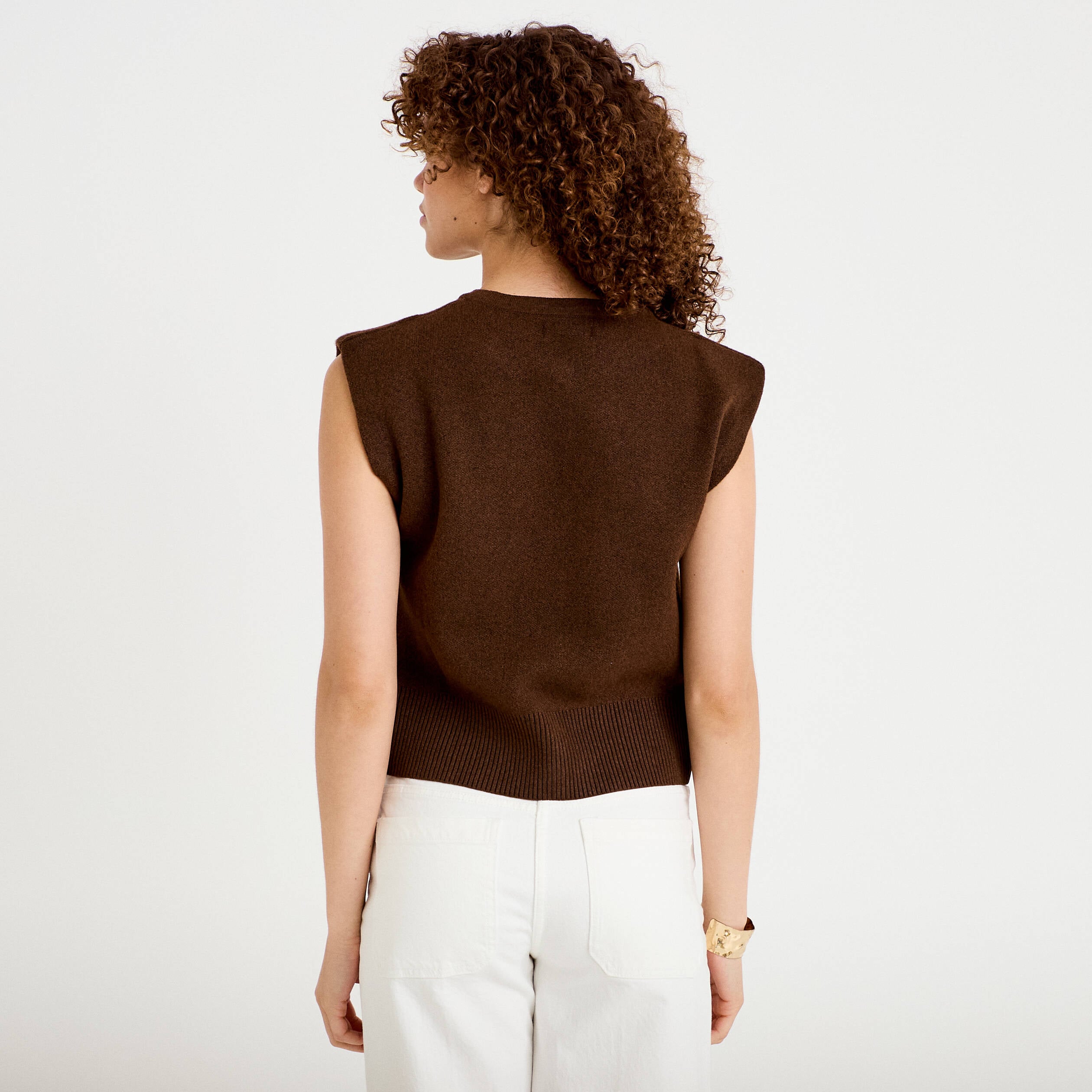 Gilet sans manches marron fonc&eacute; femme