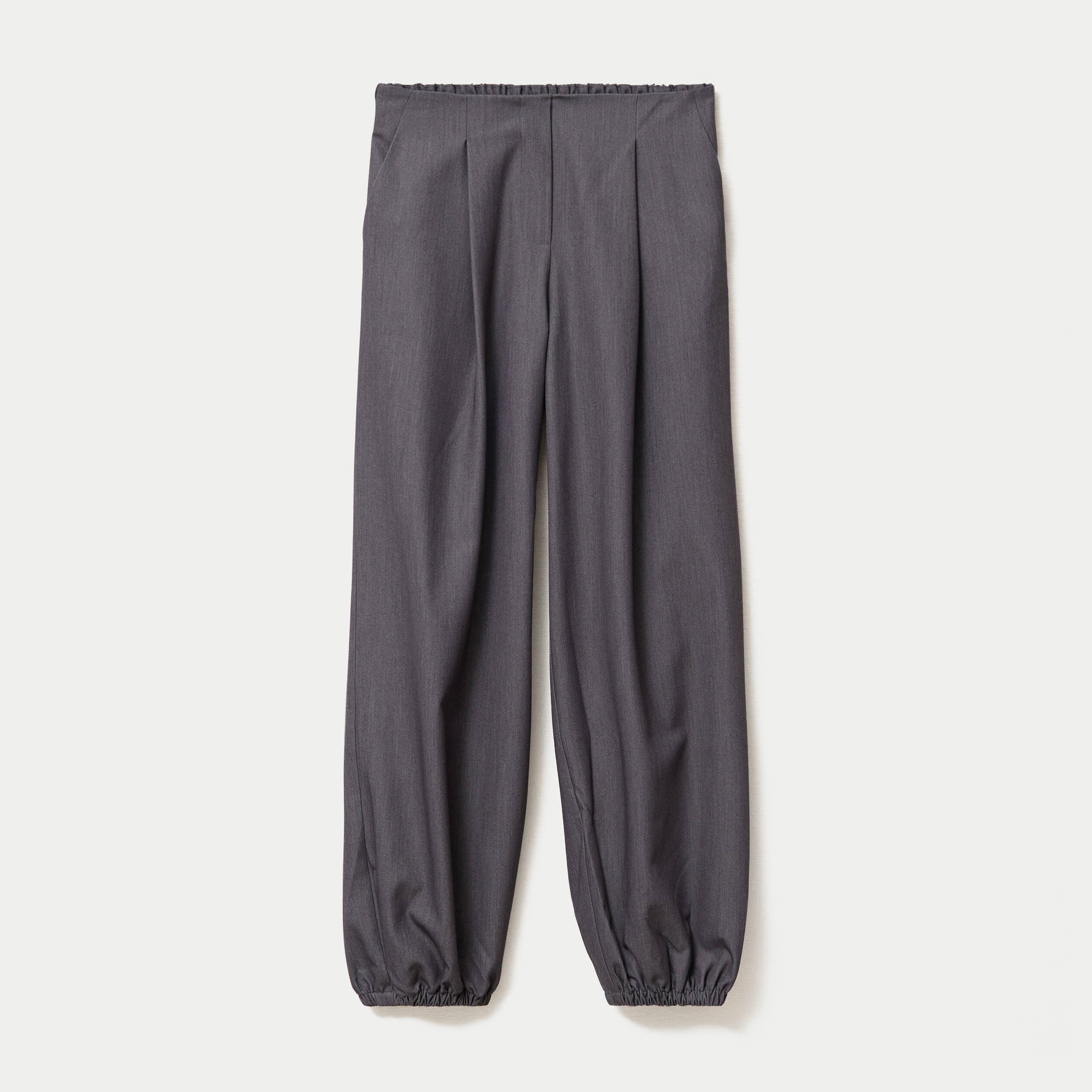 Pantalon city taille basse effet boule gris fonc&eacute; femme