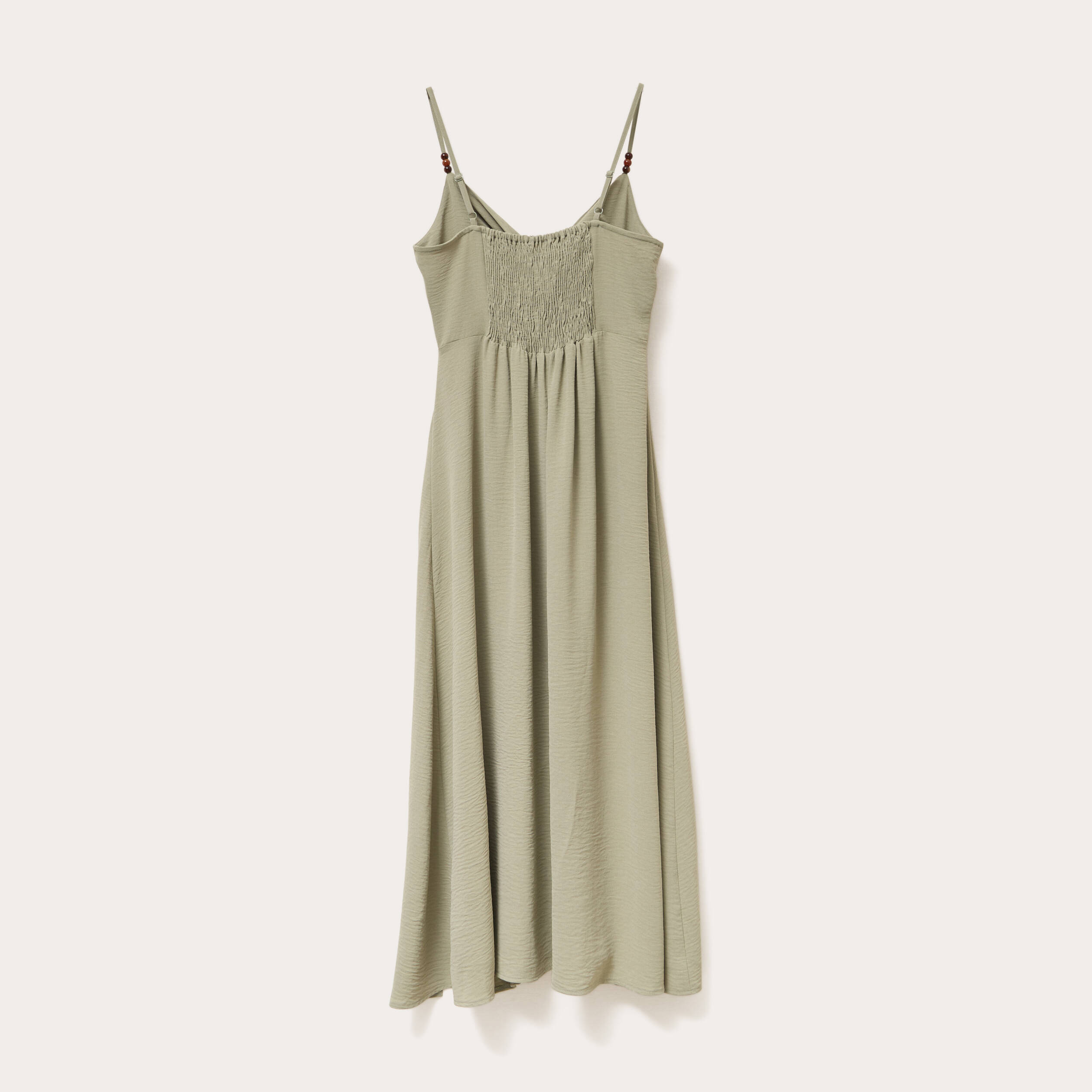 Robe longue &eacute;vas&eacute;e fendue vert kaki femme
