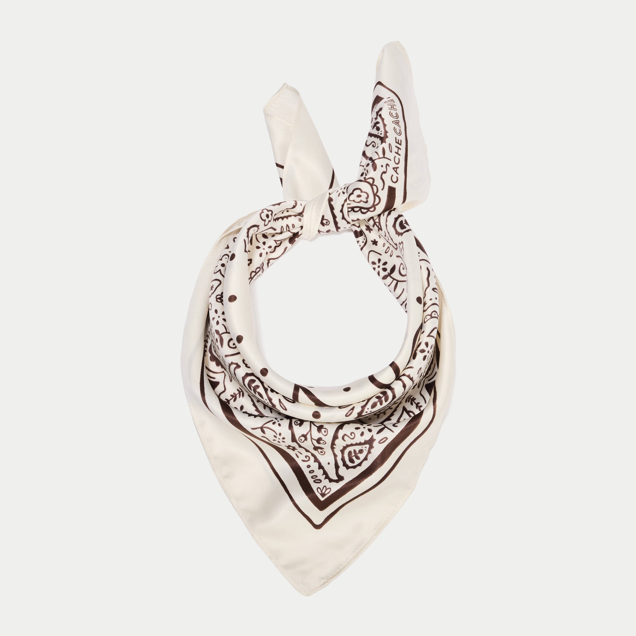 Foulard satin&eacute; soyeux ecru femme
