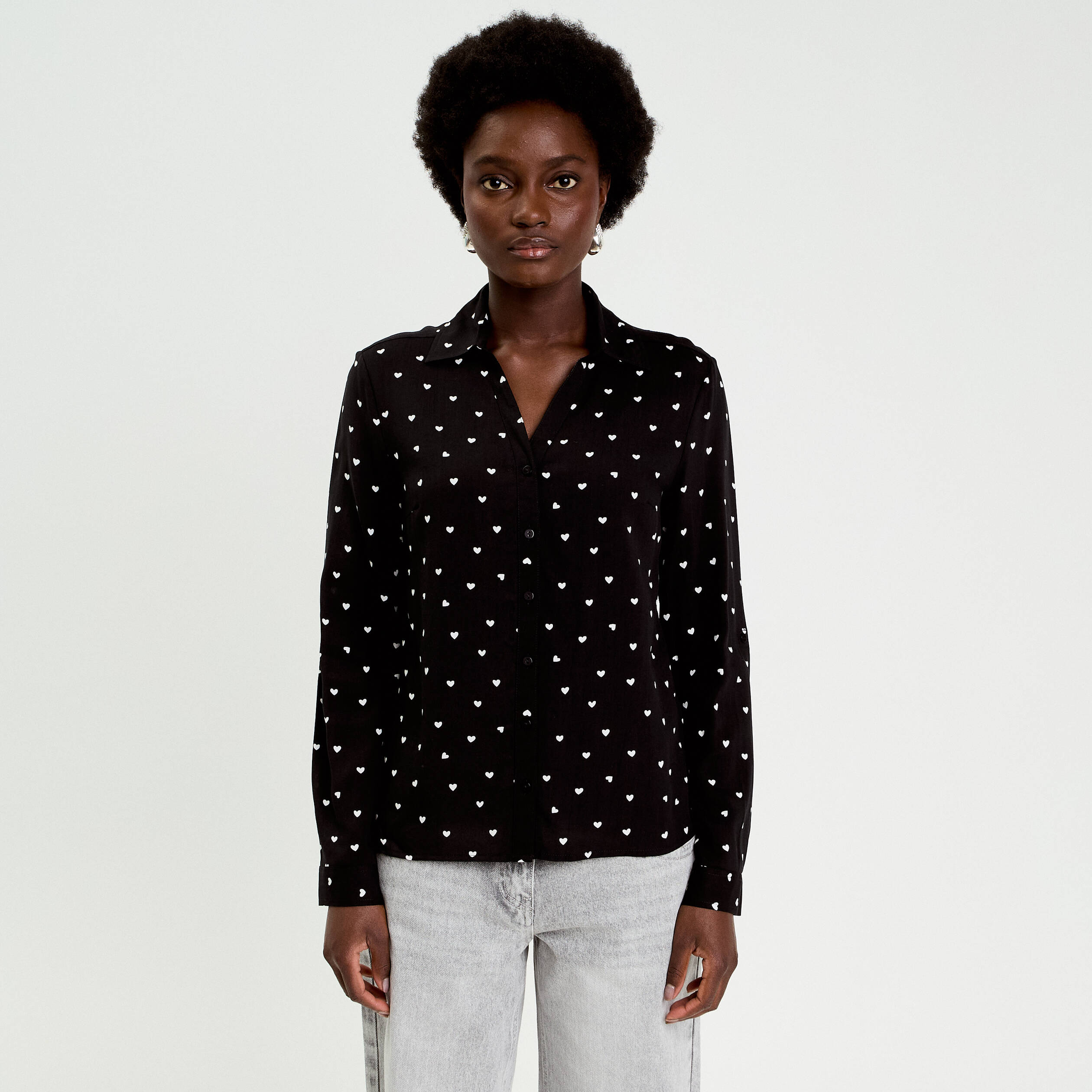Chemise manches longues noir femme