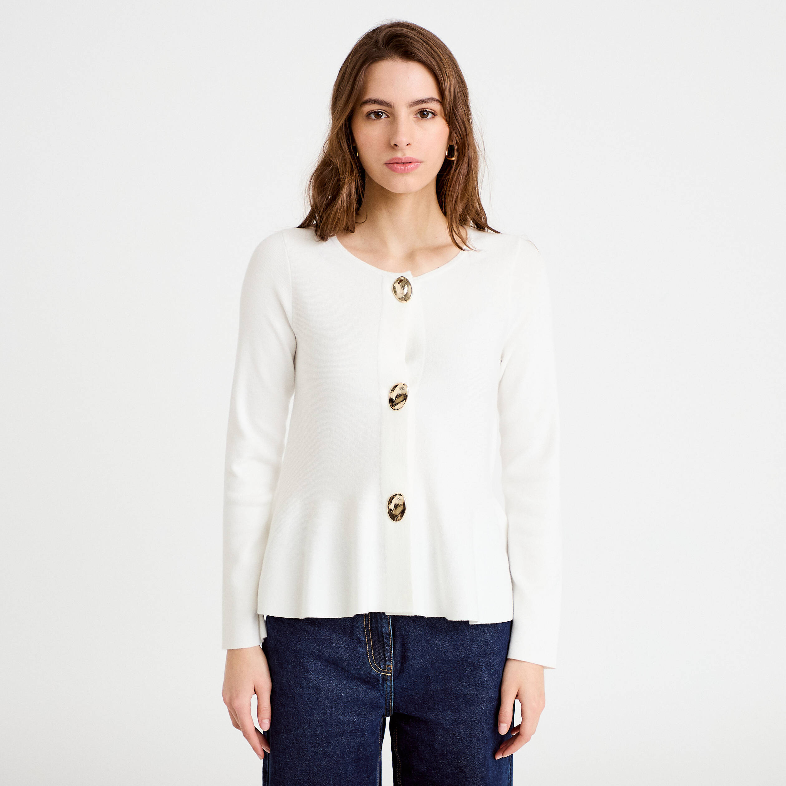 Gilet p&eacute;plum ecru femme