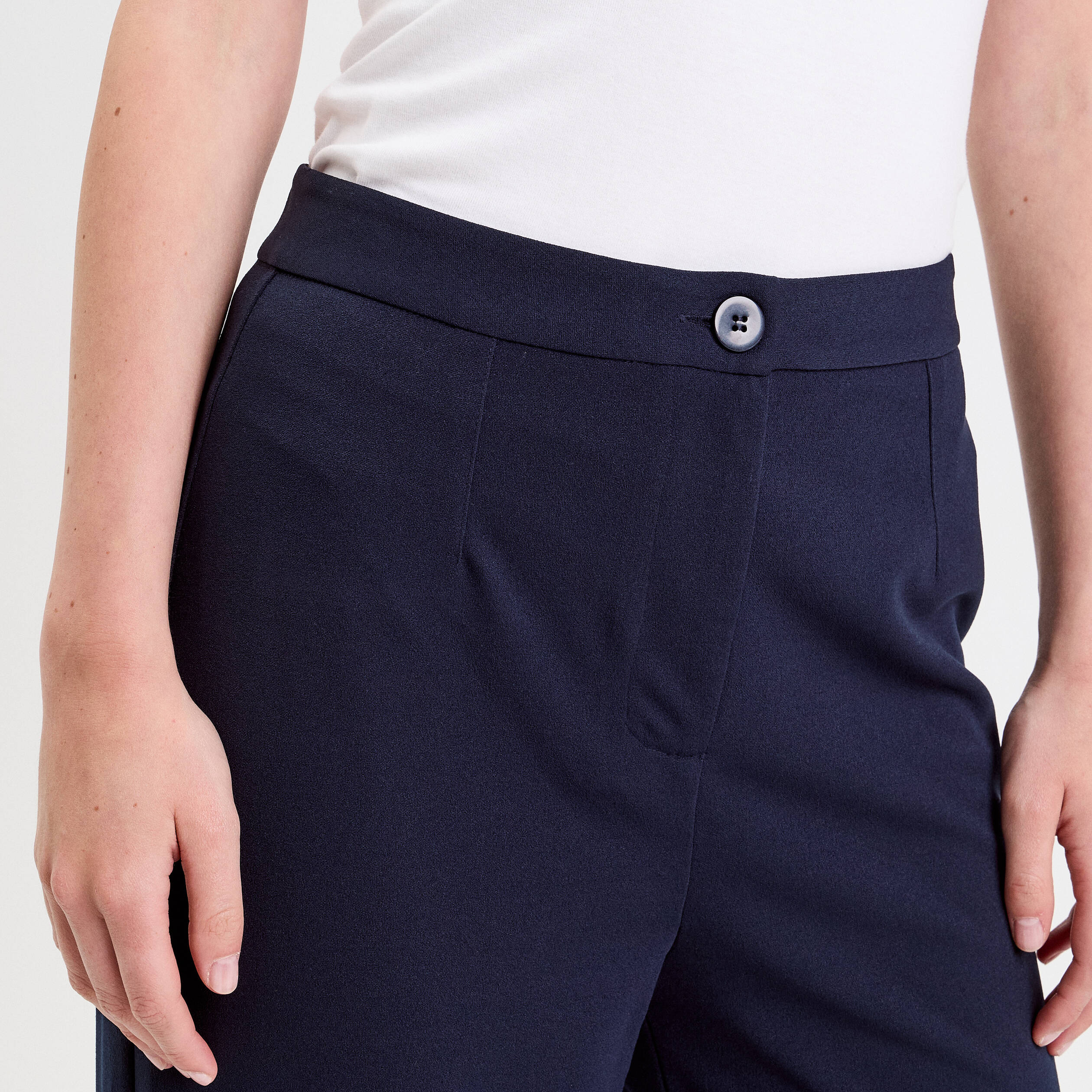 Pantalon large bleu marine femme