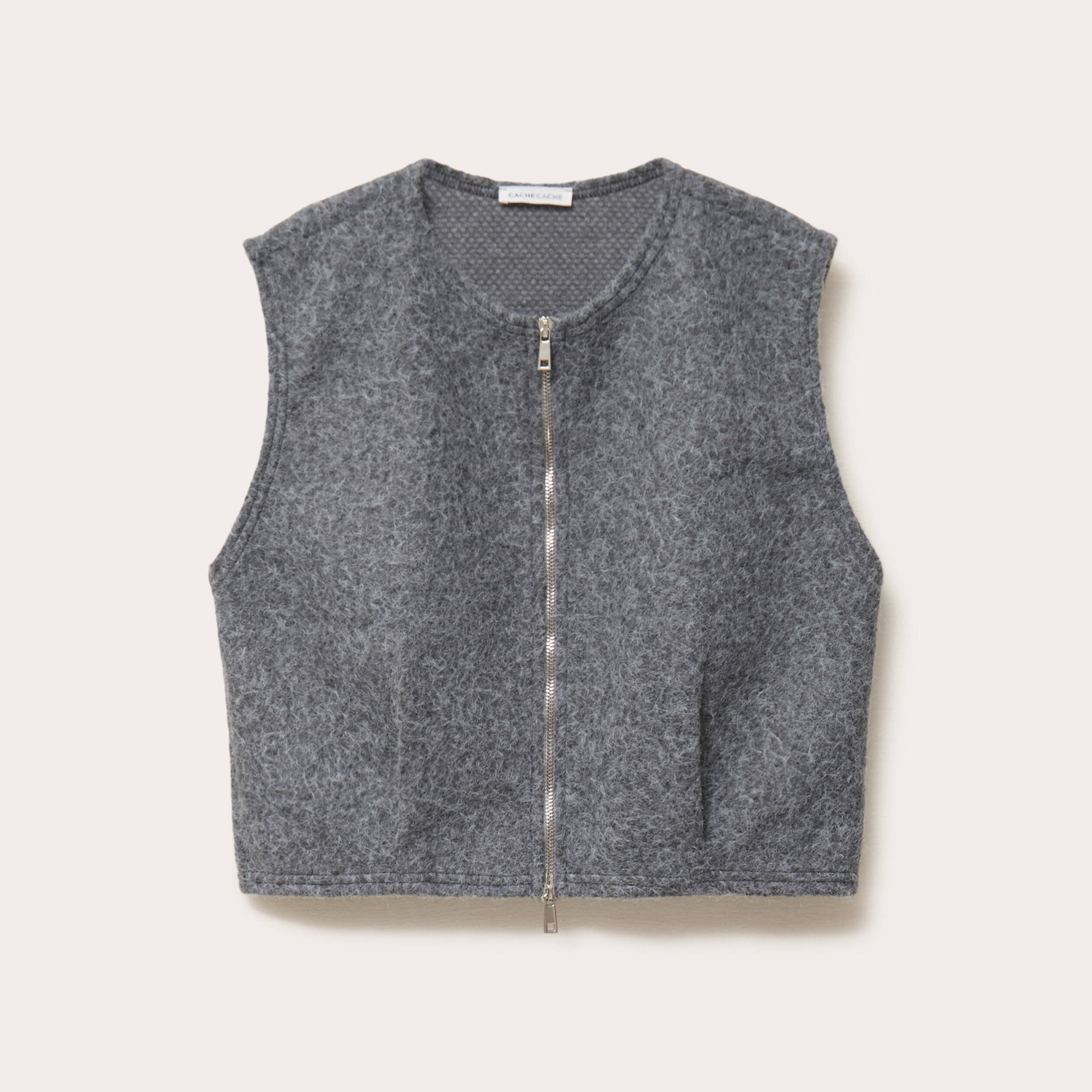 Veste sans manches effet polaire gris clair femme