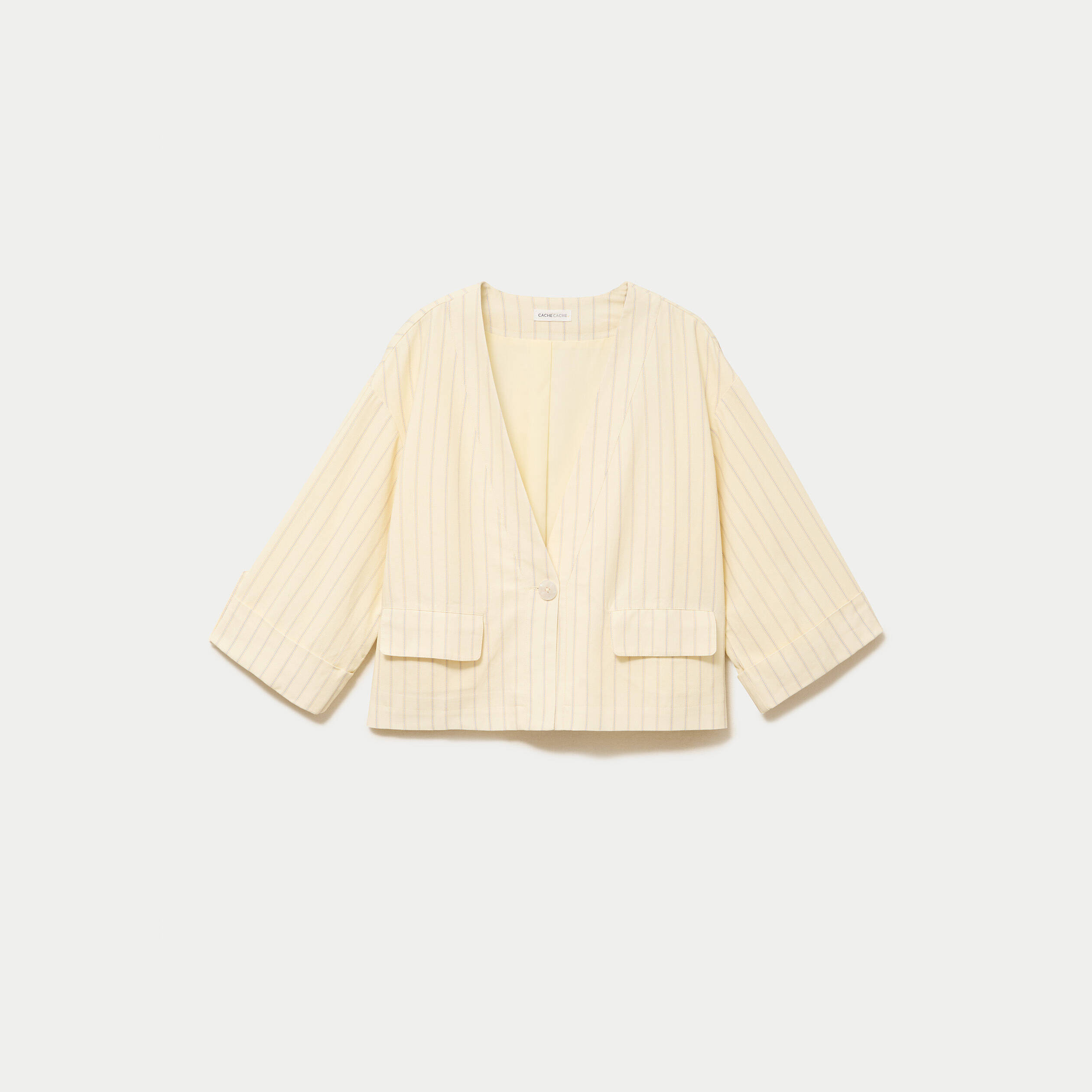 Veste ample manches 3/4 jaune pastel femme