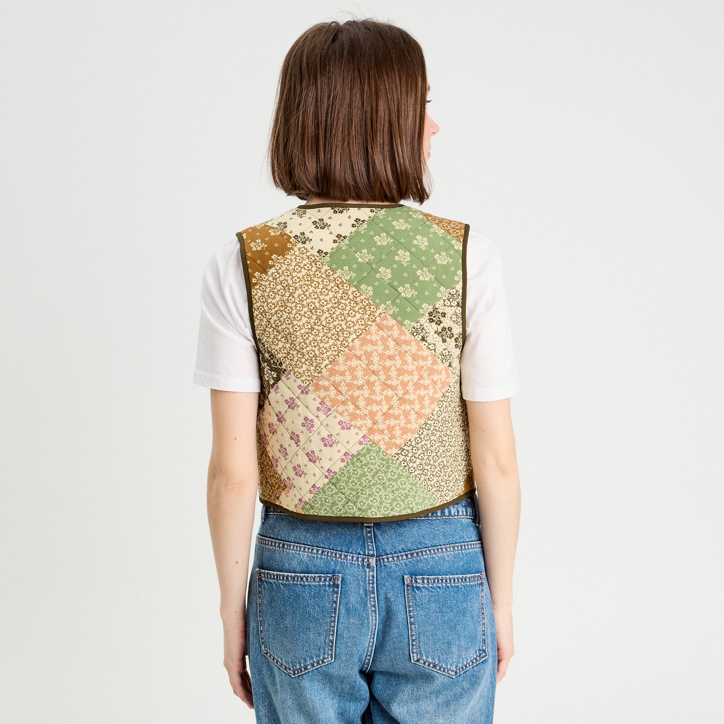 Gilet matelass&eacute; sans manches beige femme