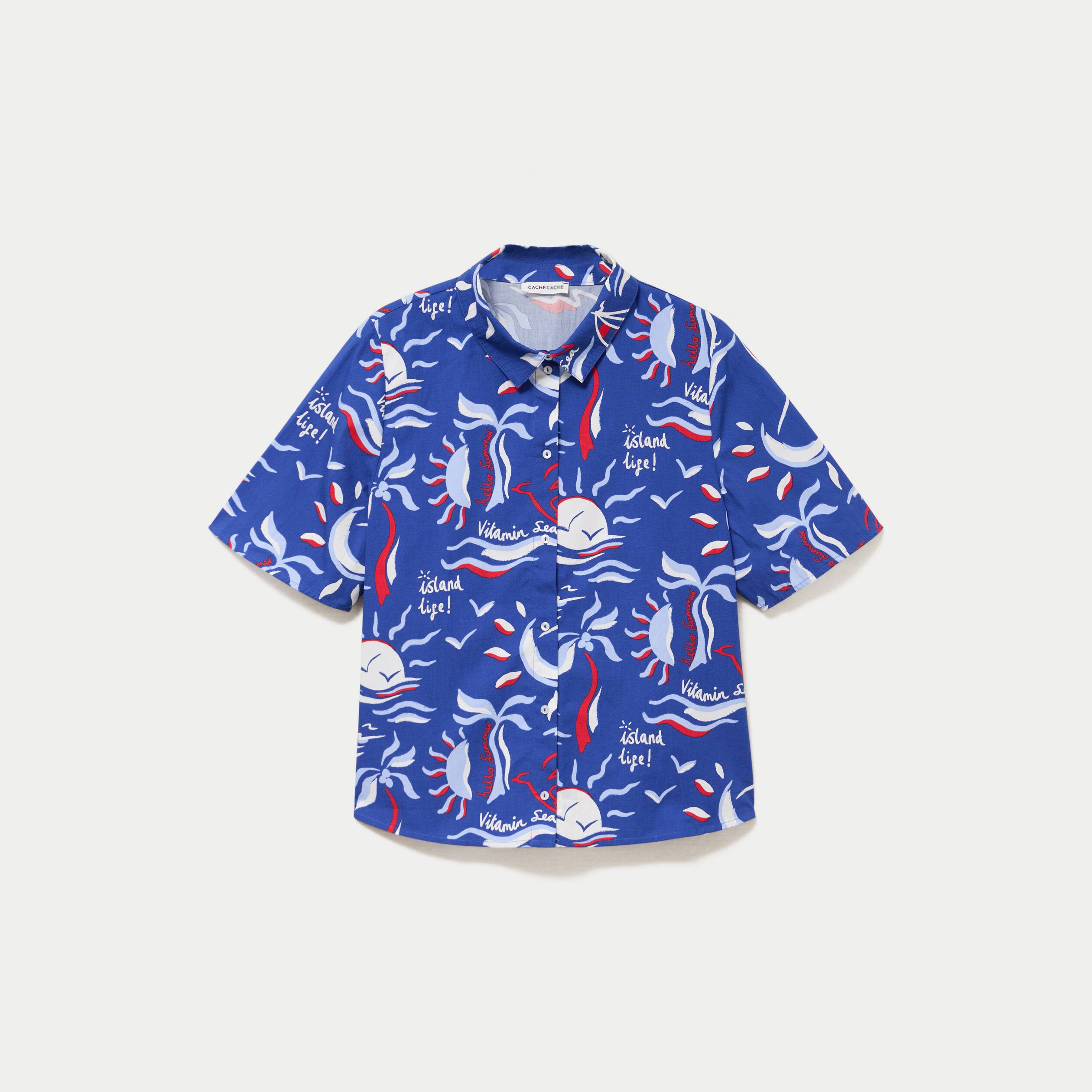Chemise manches courtes bleu marine femme