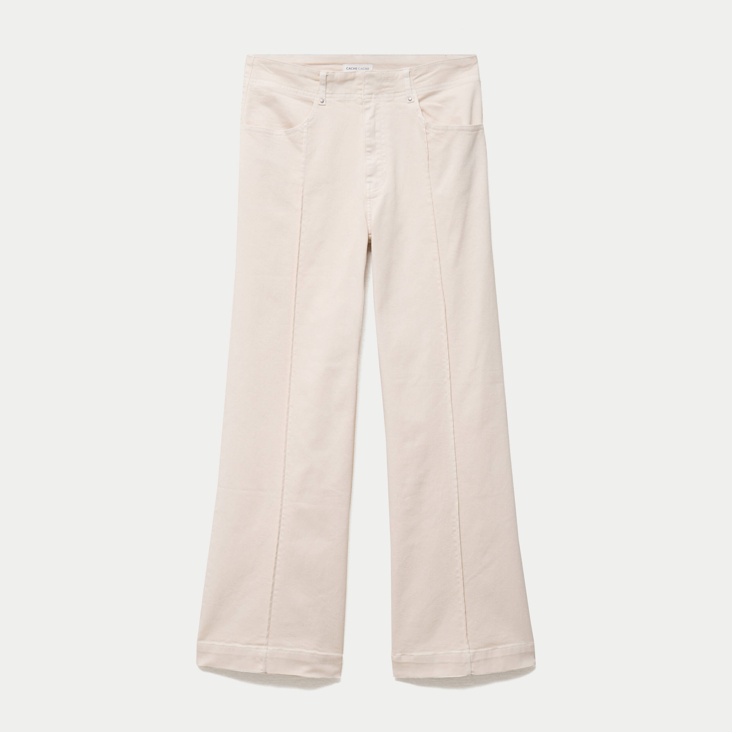 Pantalon bootcut taille basse en jean ecru femme