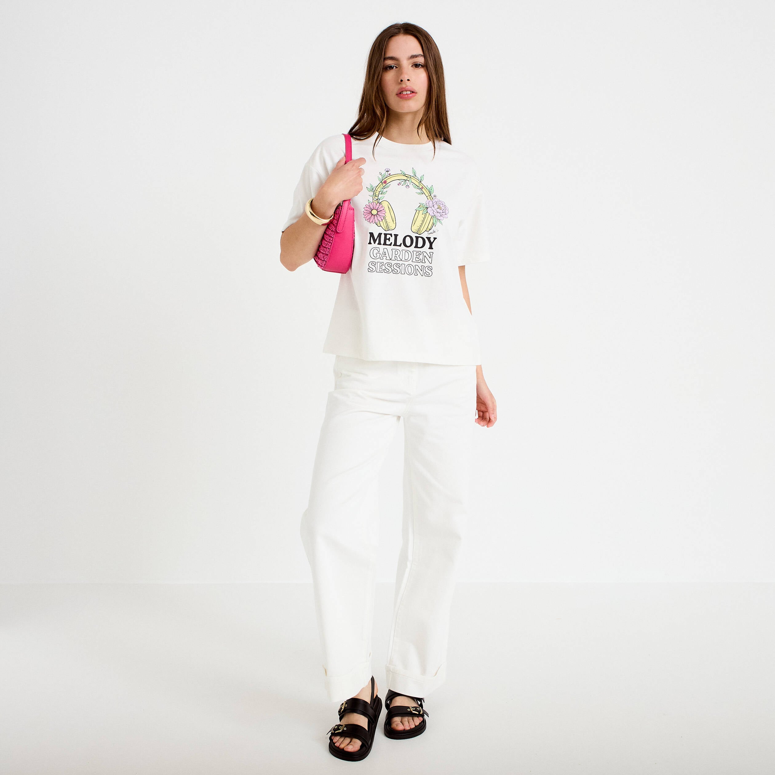 T-shirt oversize manches courtes blanc femme