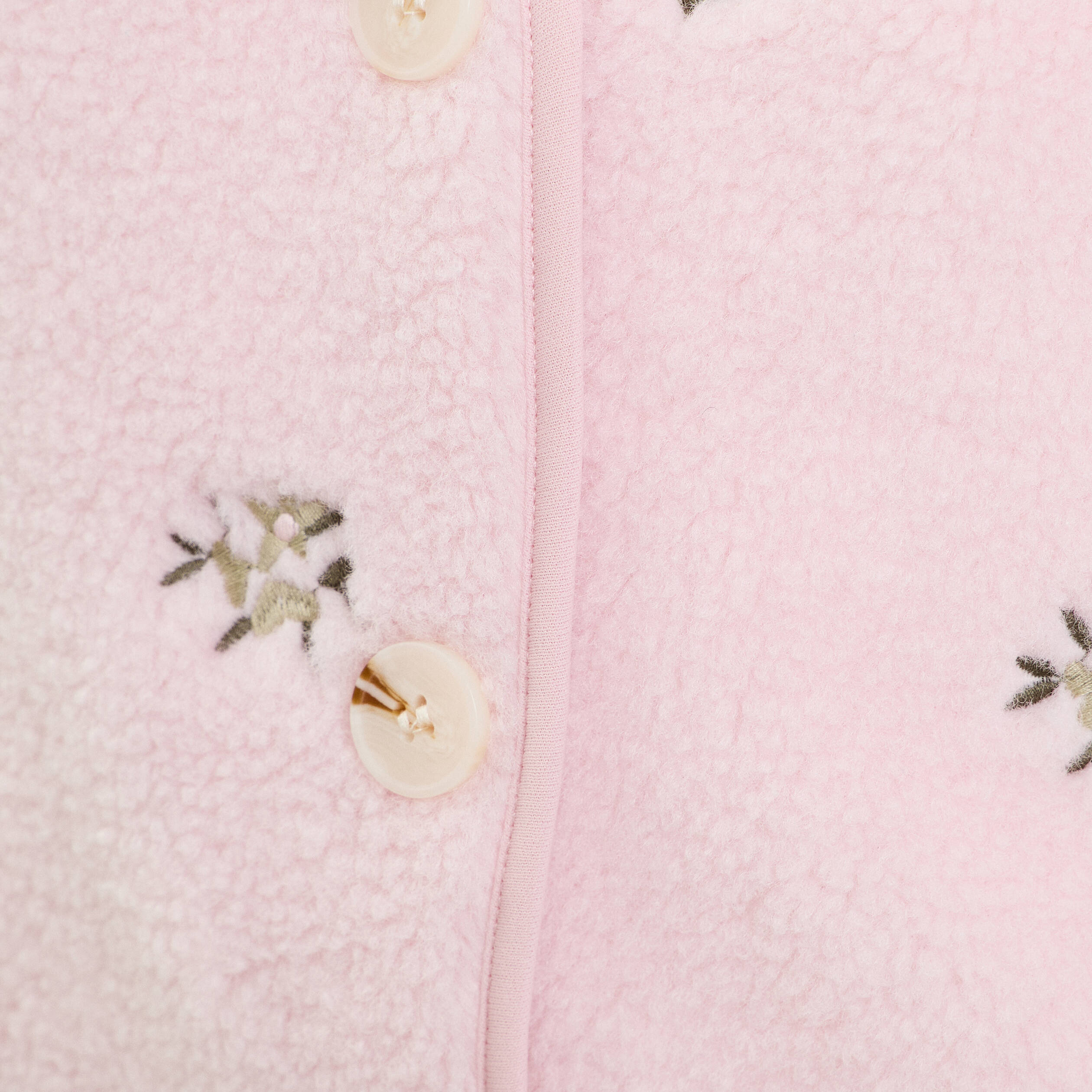 Gilet sans manches brod&eacute; effet polaire vieux rose femme
