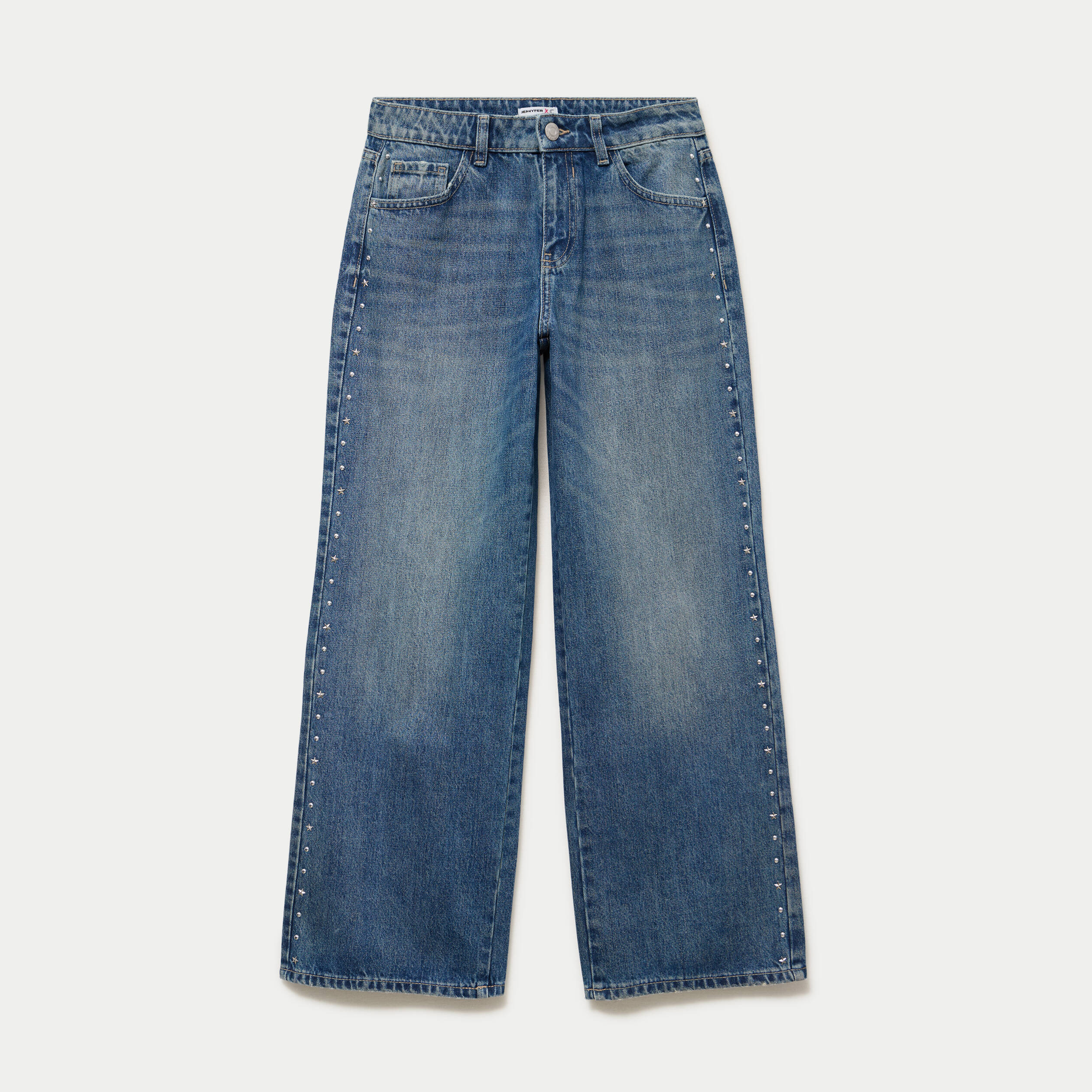 Jean wide leg taille basse denim double stone femme