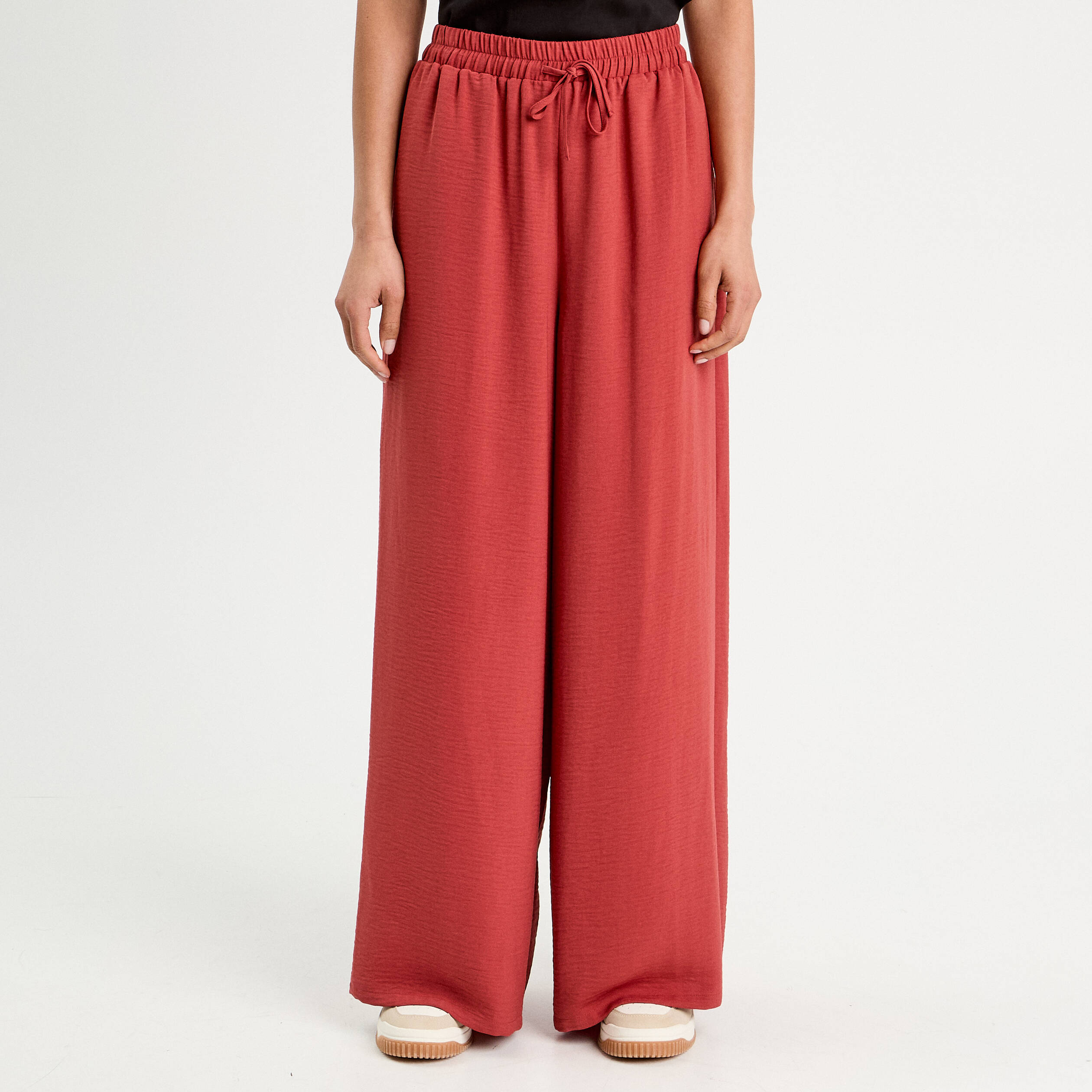 Pantalon large fluide vieux rose femme