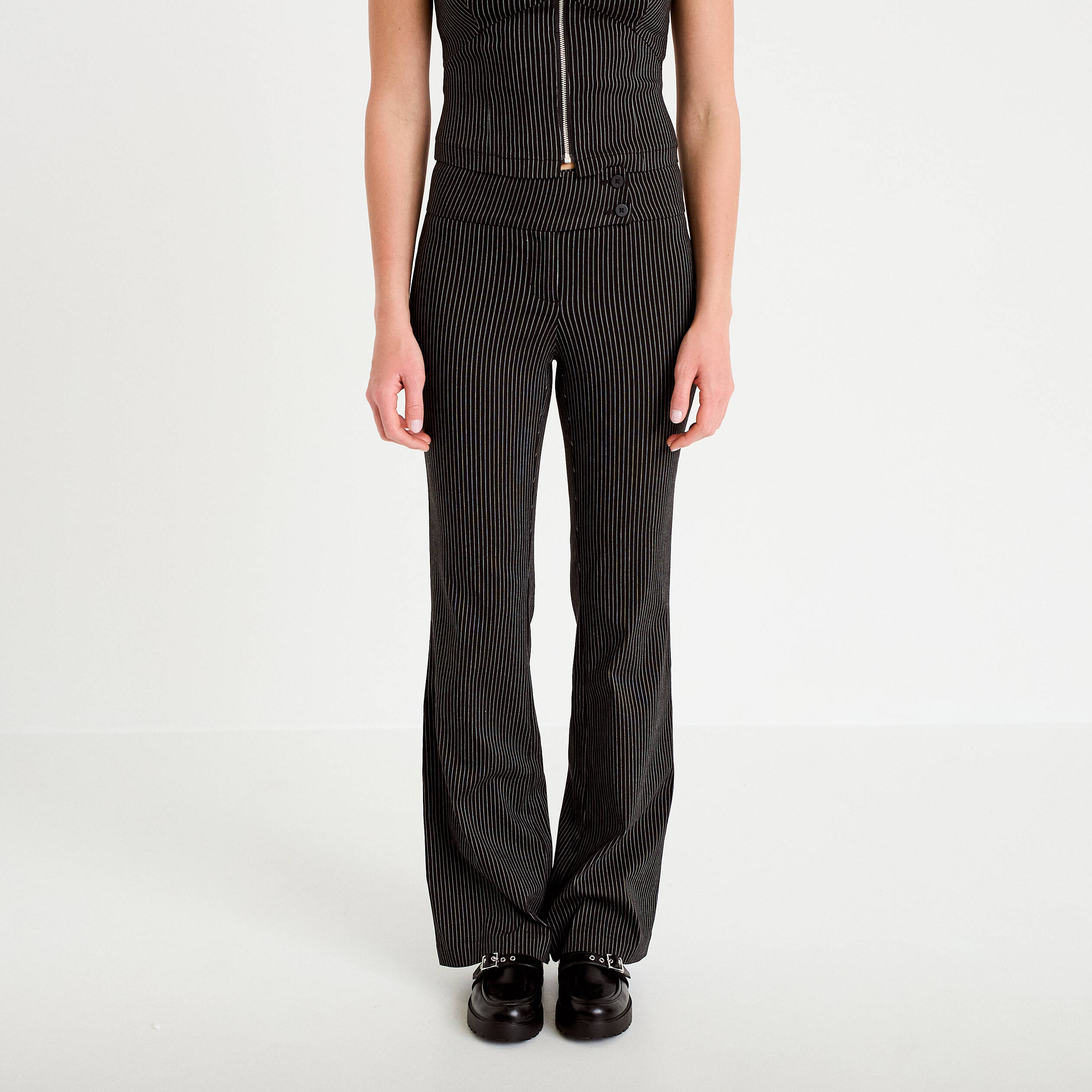 Pantalon bootcut taille basse noir femme