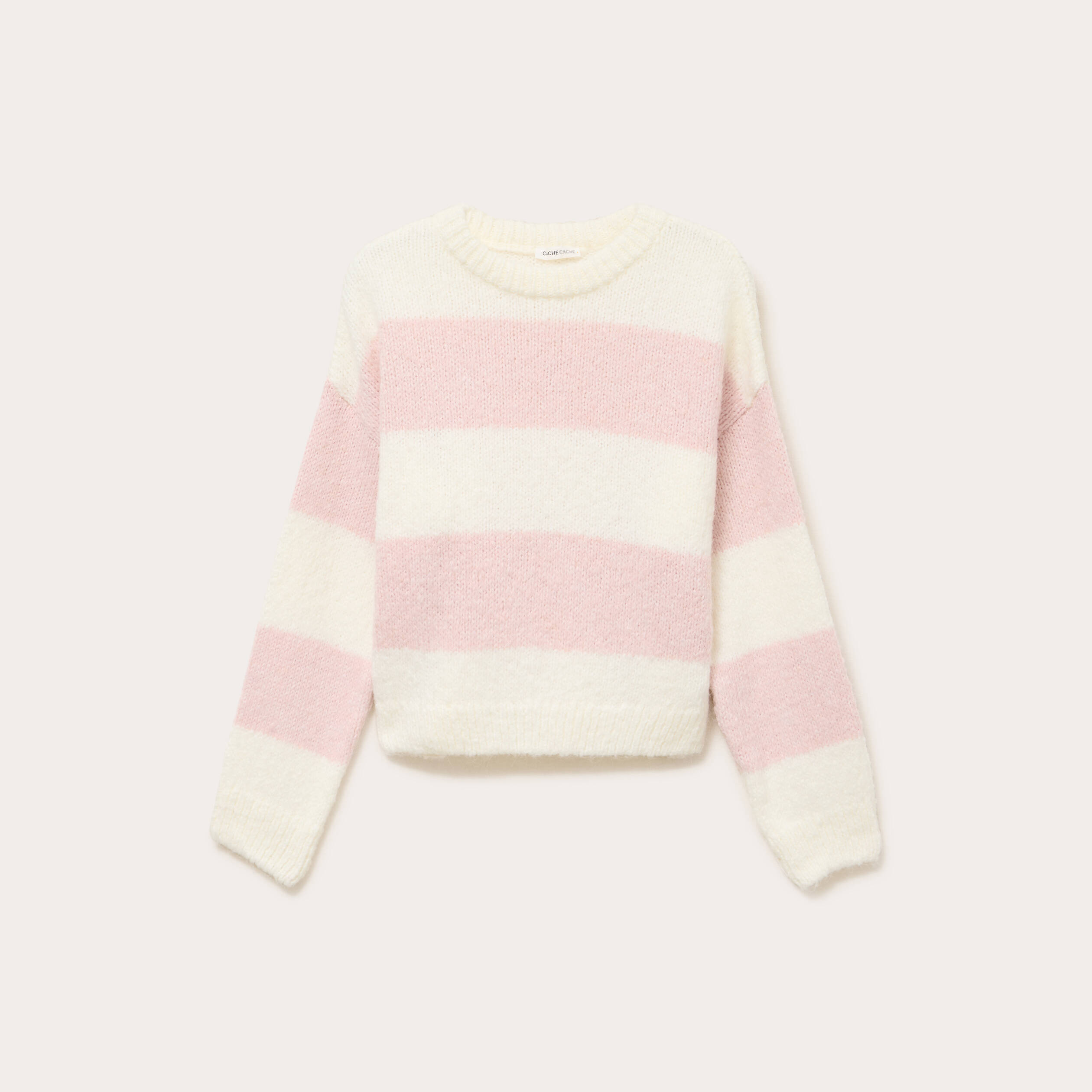 Pull manches longues ecru femme