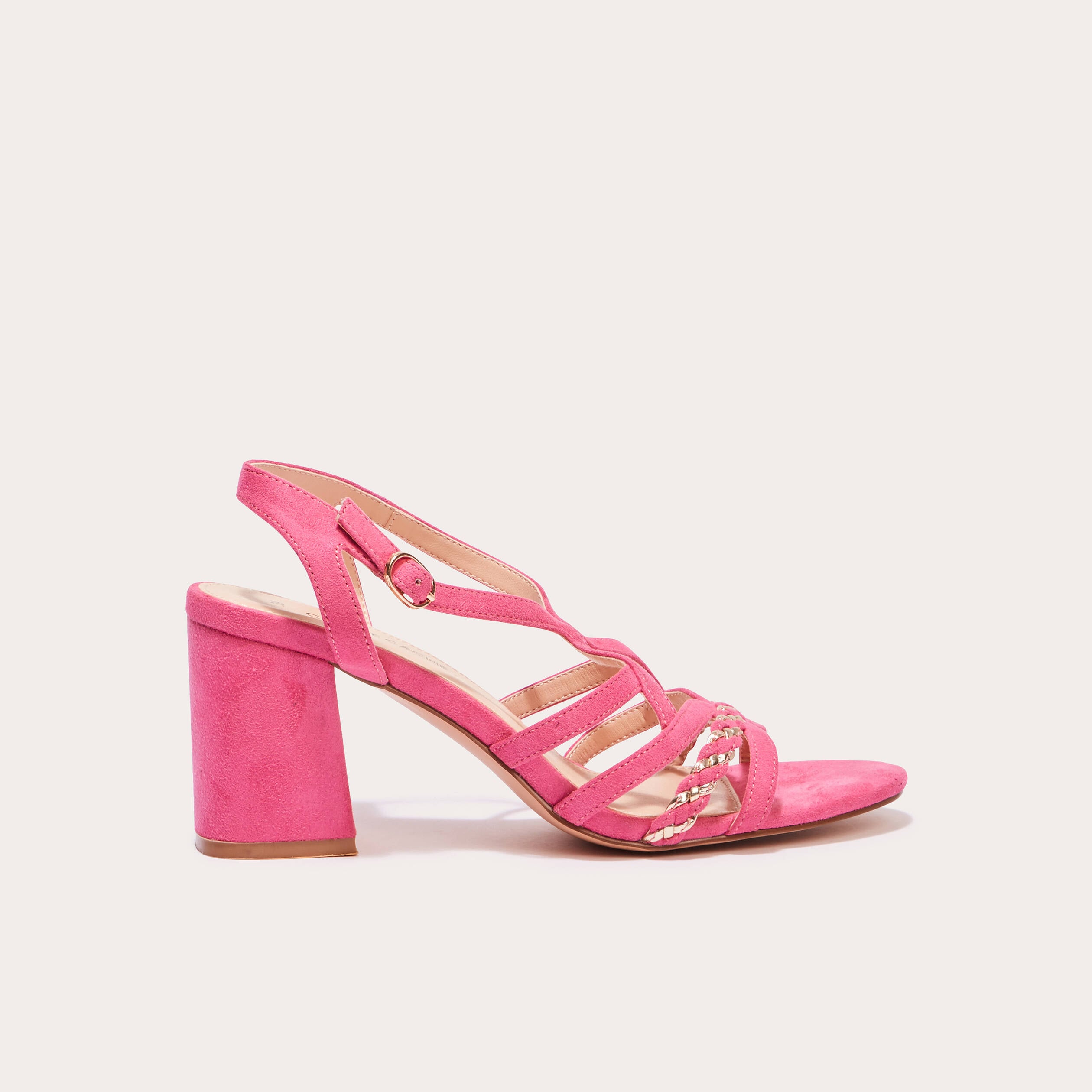Sandales &agrave; talons d&eacute;croch&eacute;s rose femme