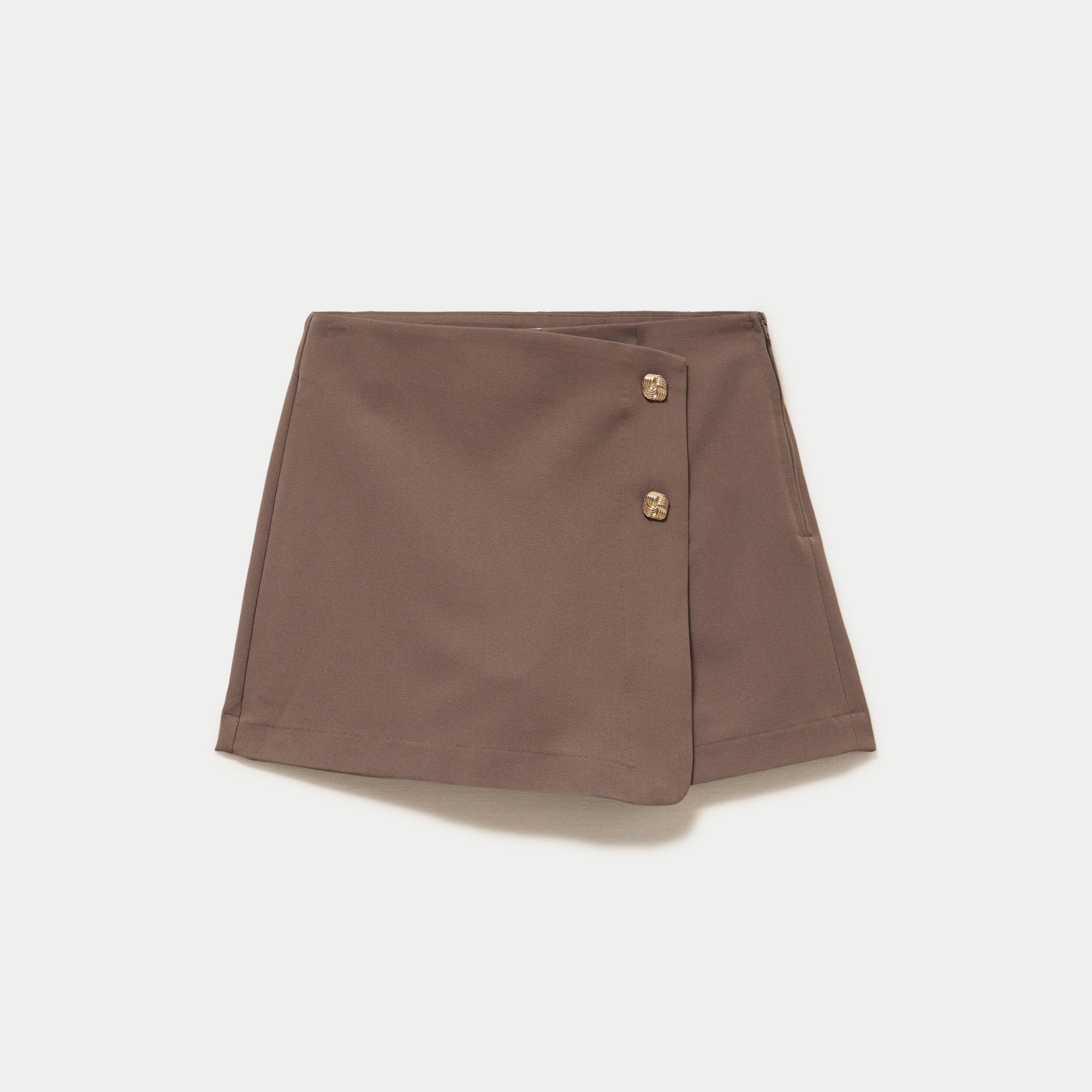 Jupe-short trap&egrave;ze courte taupe femme