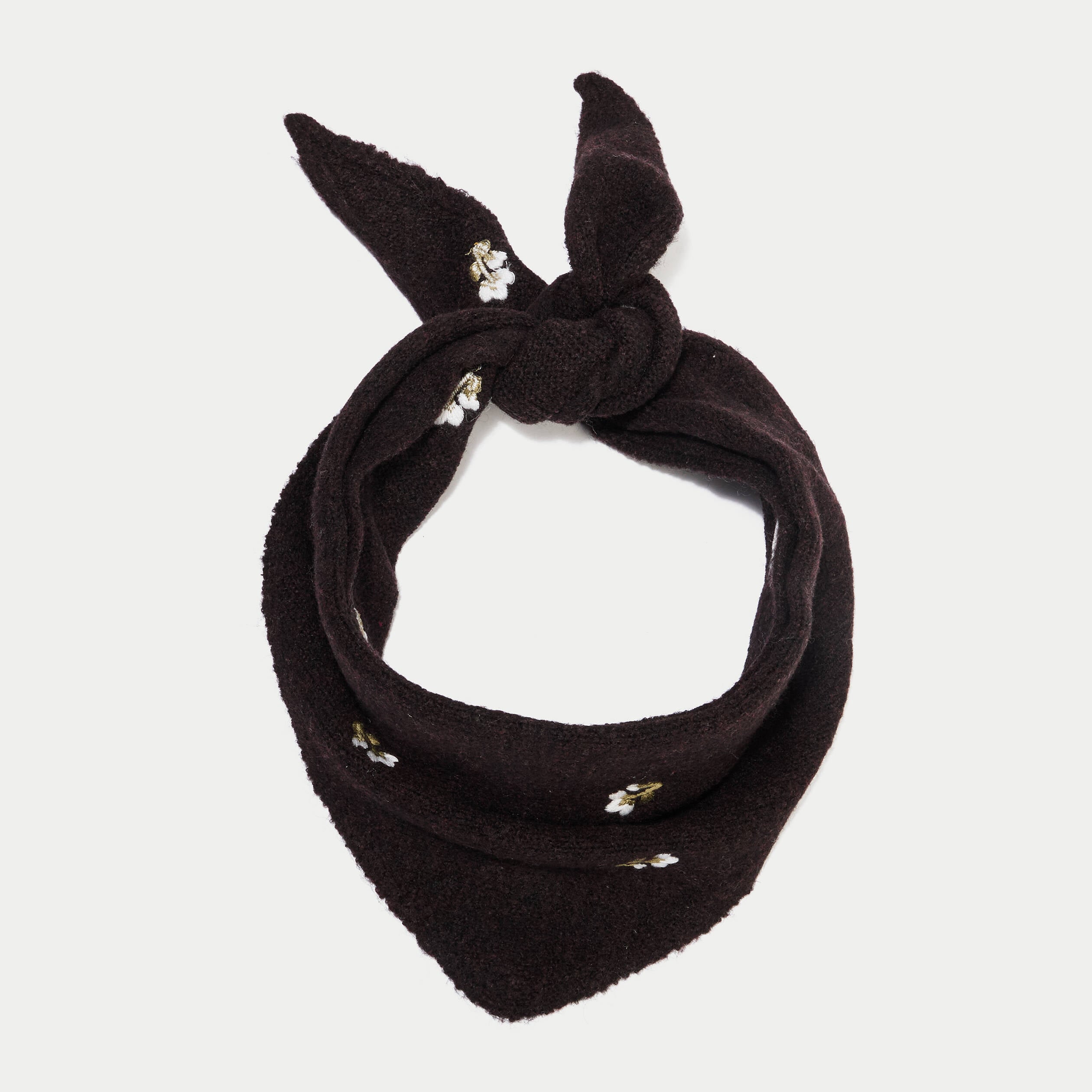 Foulard avec broderie marron fonc&eacute; femme