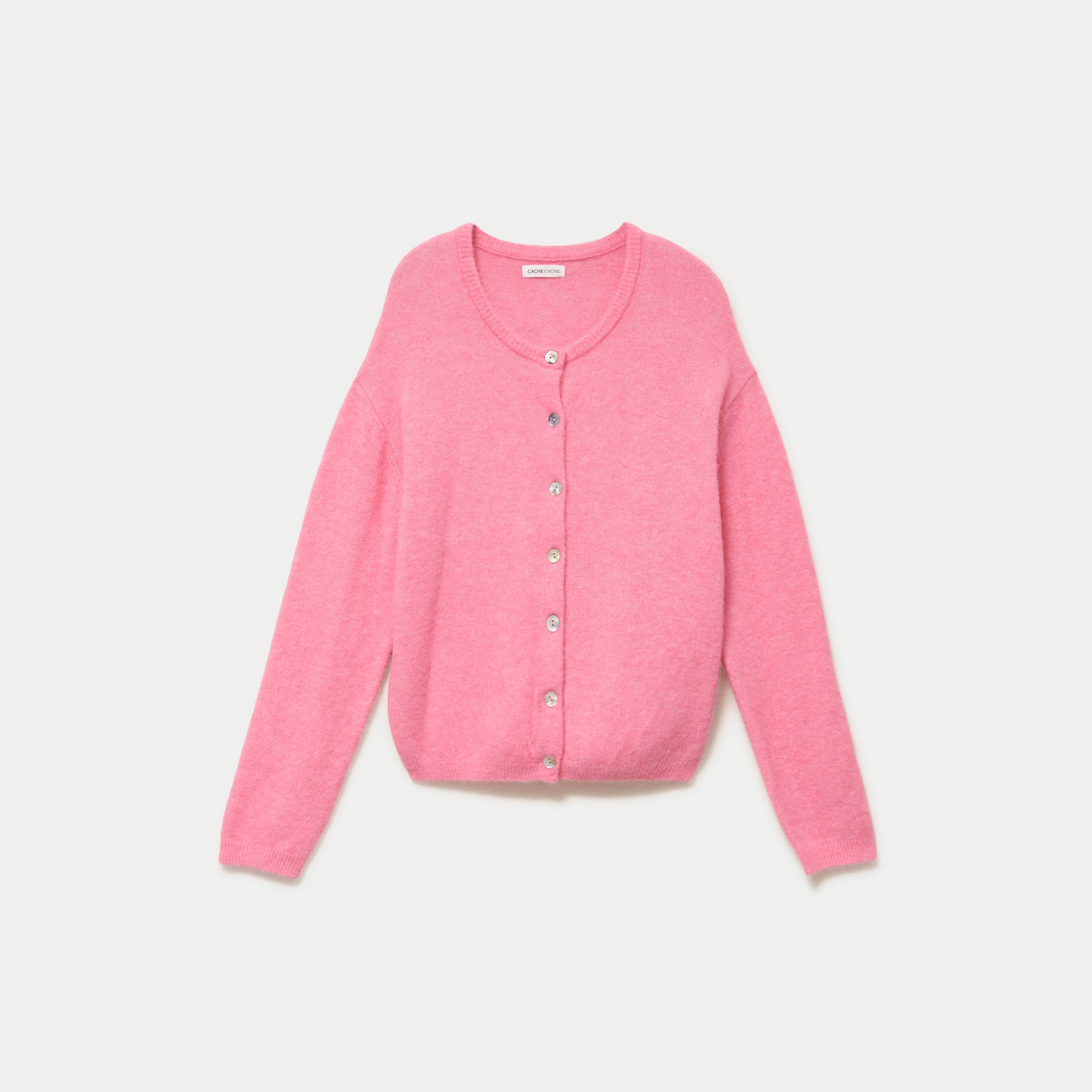 Gilet manches longues rose vif femme