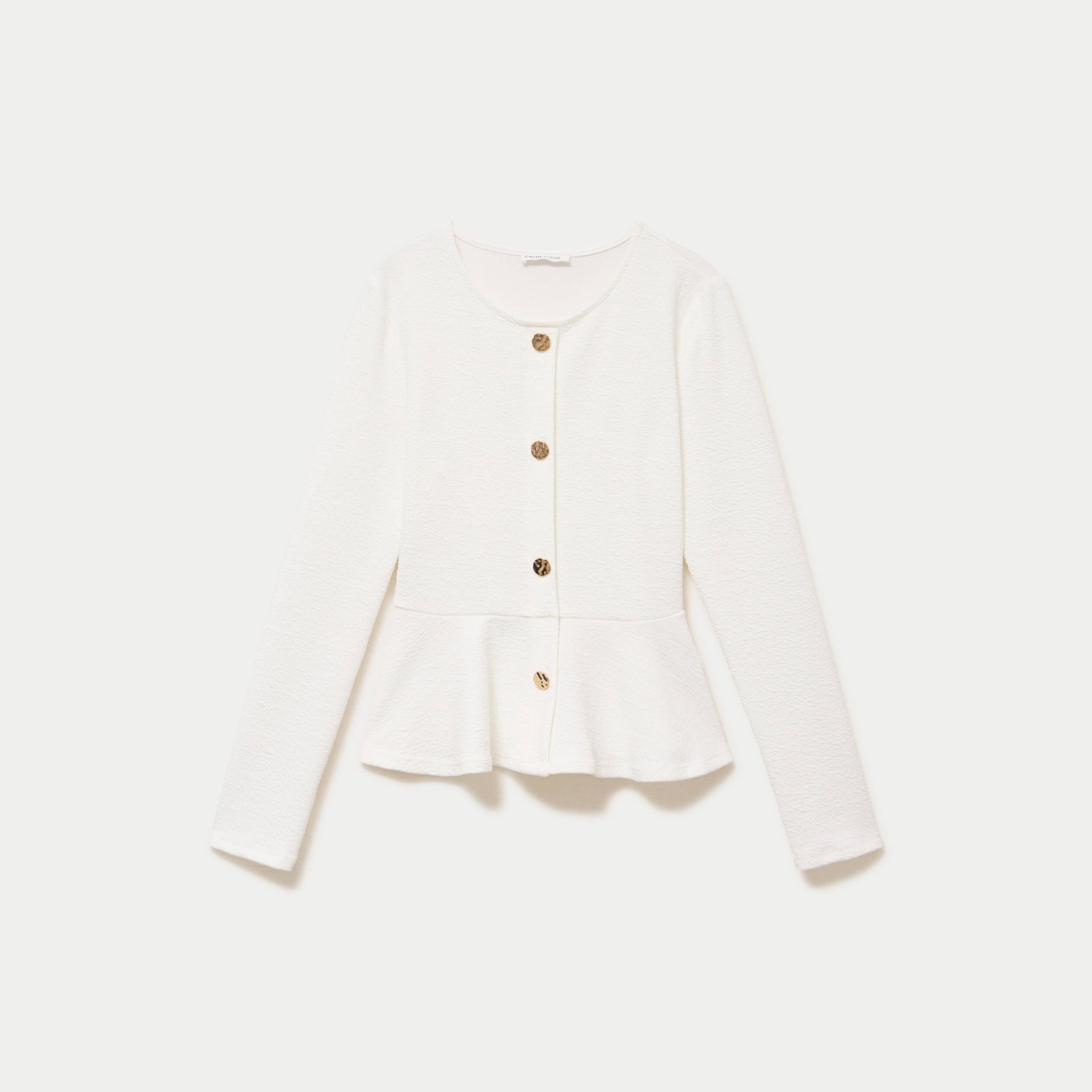 Top p&eacute;plum ajust&eacute; manches longues ecru femme