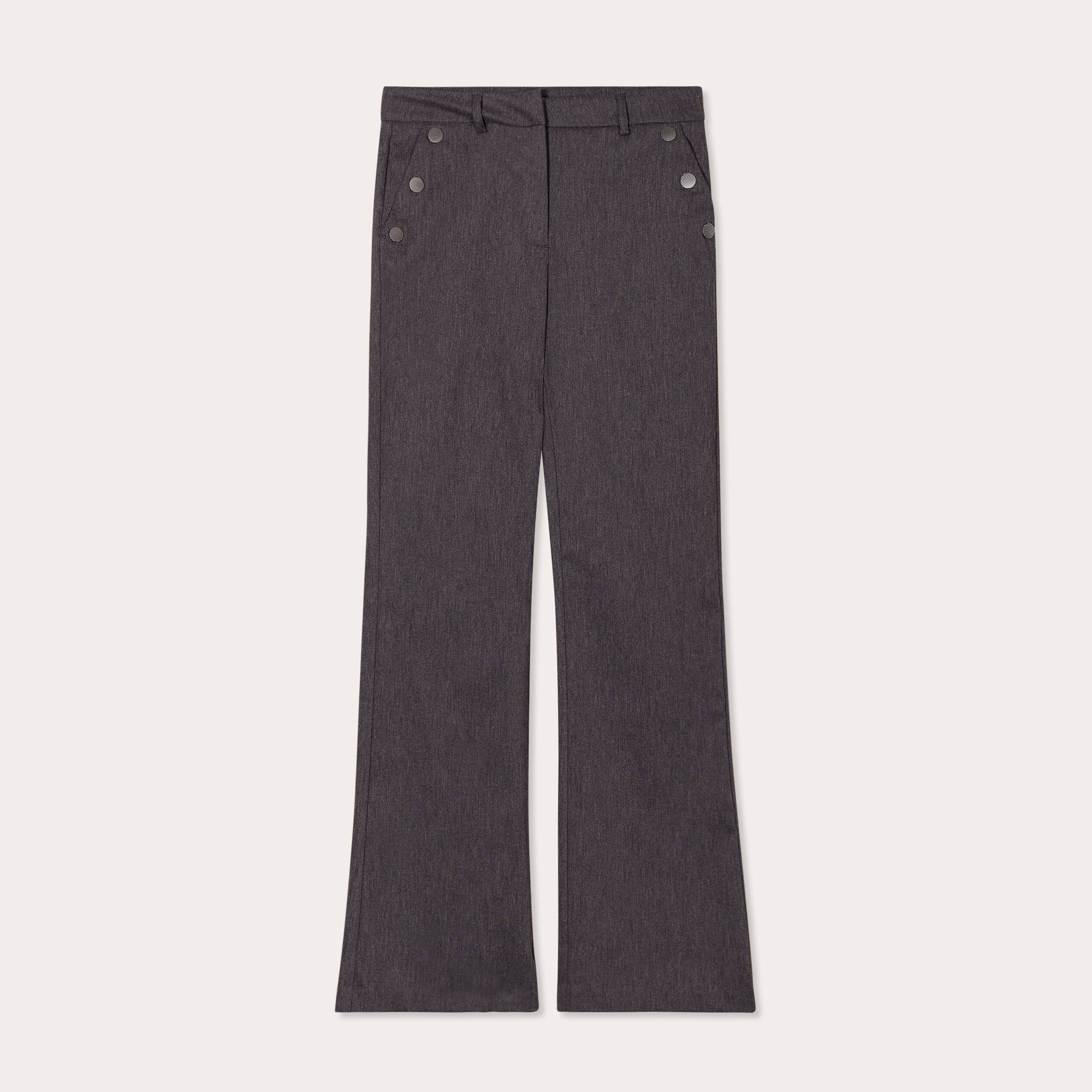Pantalon flare pont gris fonc&eacute; femme