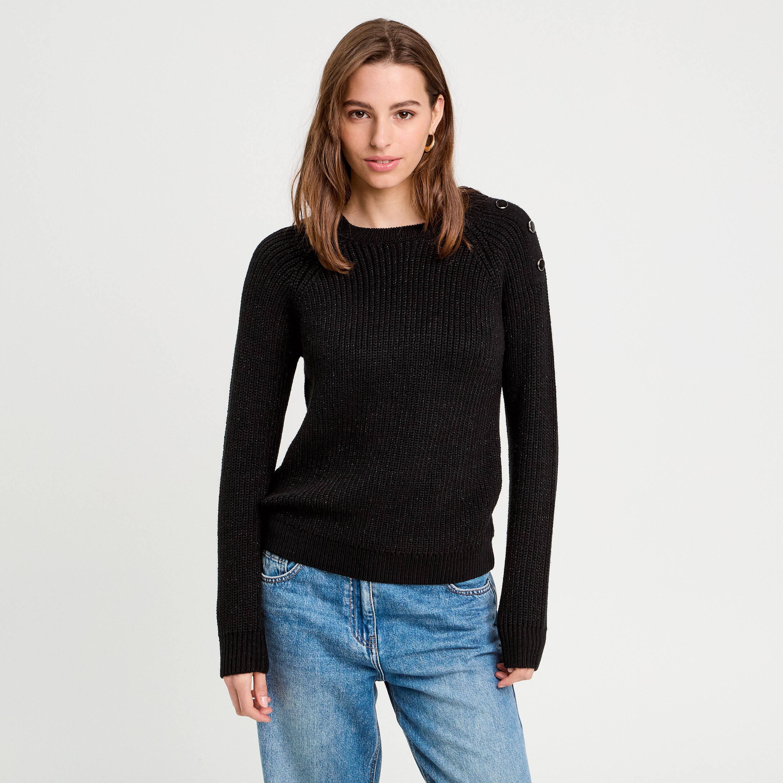 Pull manches longues noir femme