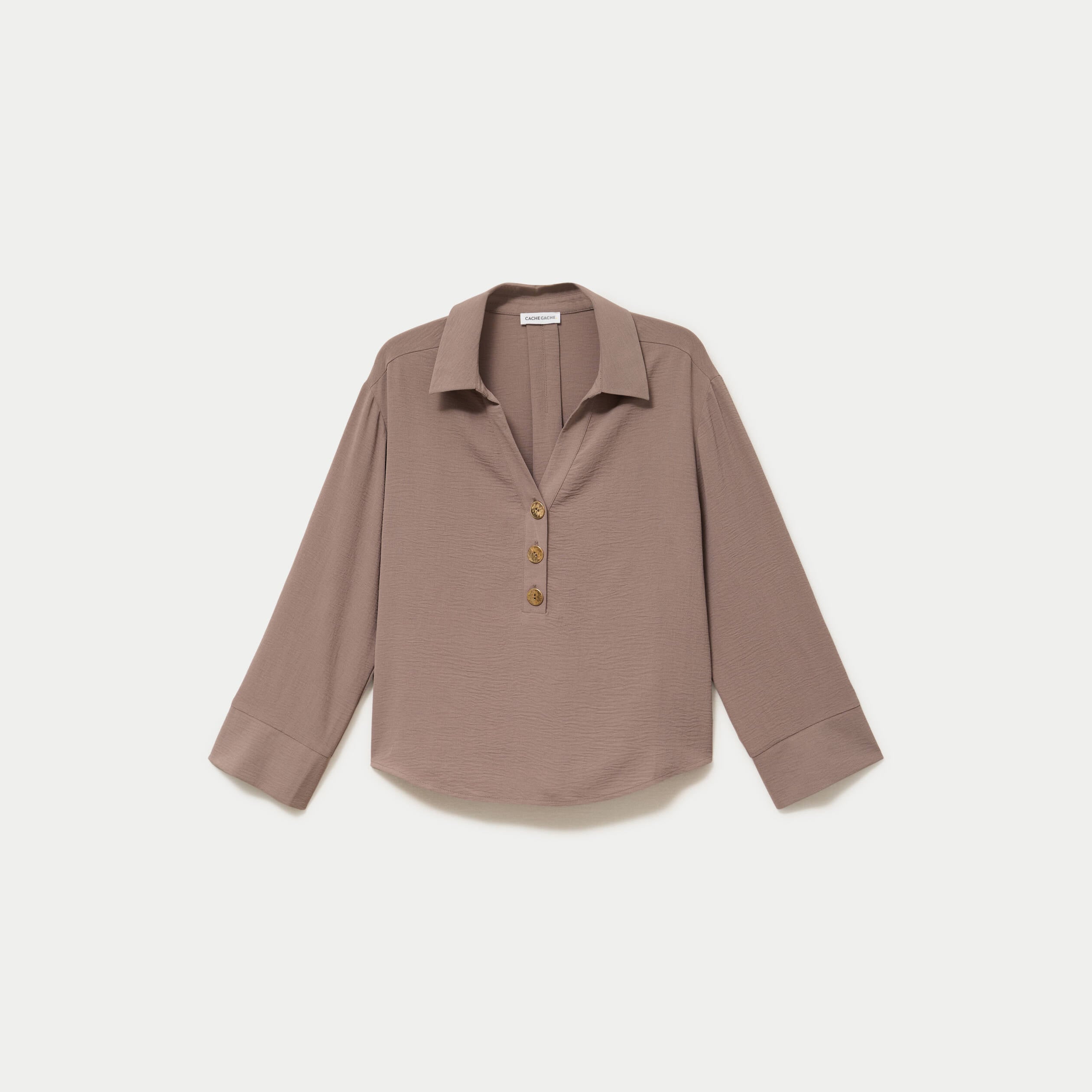 Blouse manches longues marron clair femme