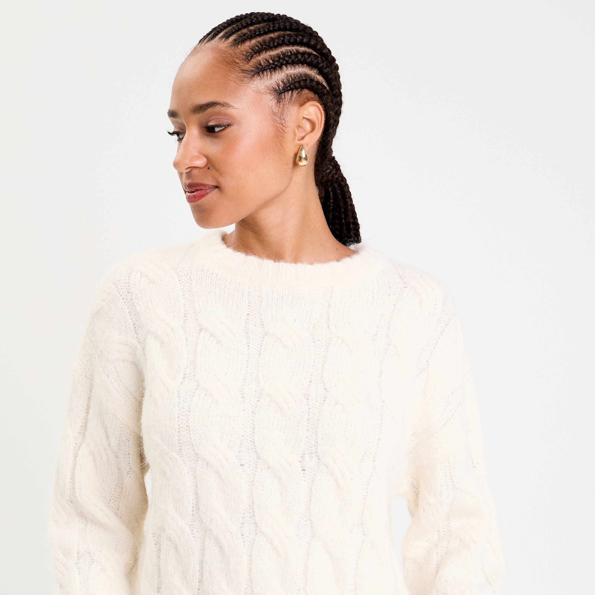Pull 2-en-1 &agrave; capuche amovible ecru femme