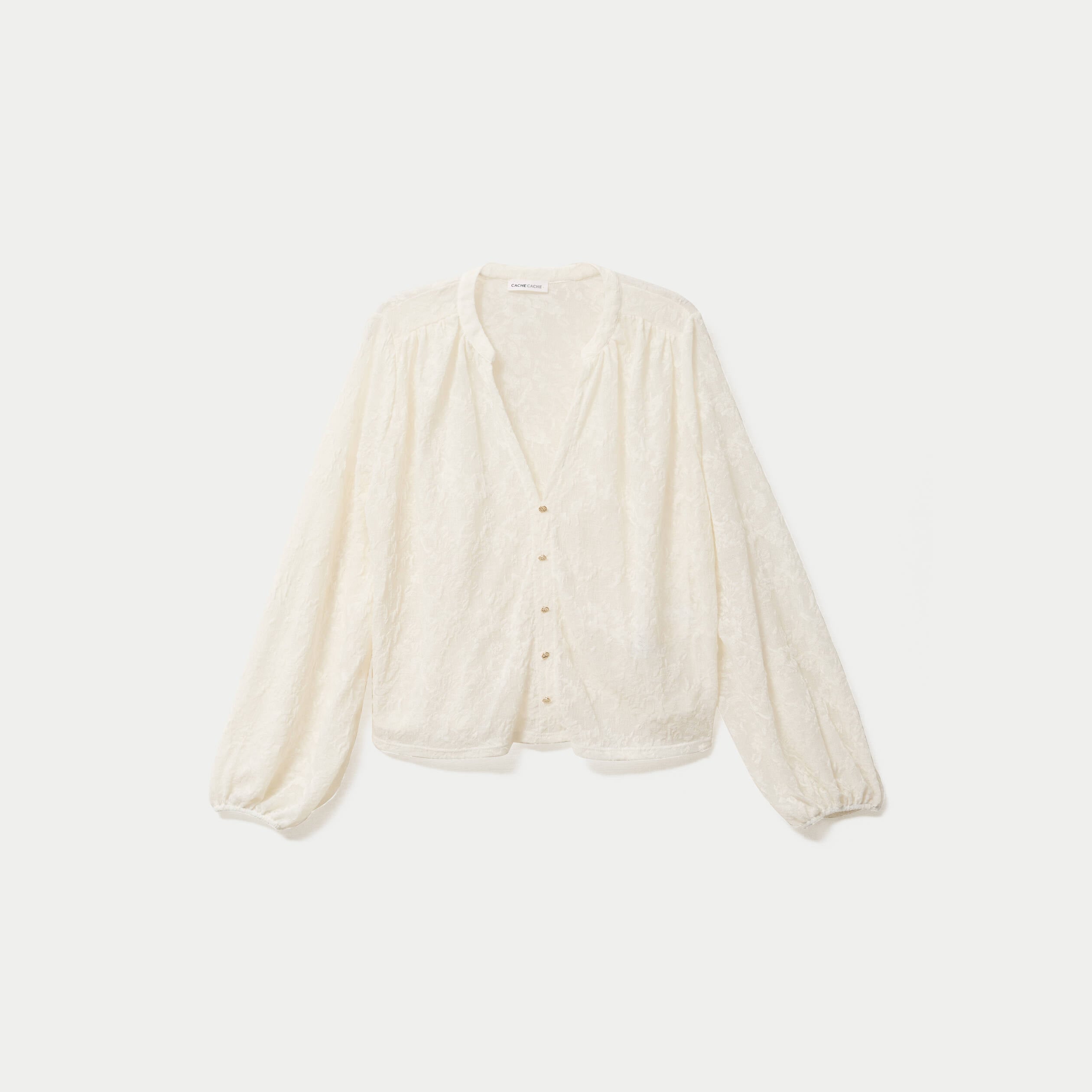 Blouse maille fantaisie ecru femme