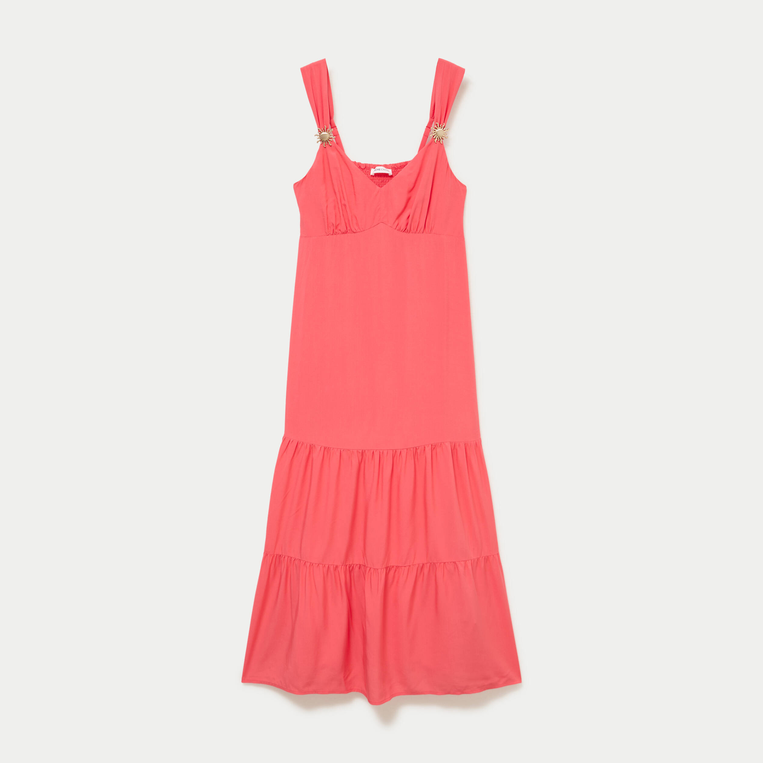 Robe &eacute;vas&eacute;e 3/4 col coeur bretelles rose femme