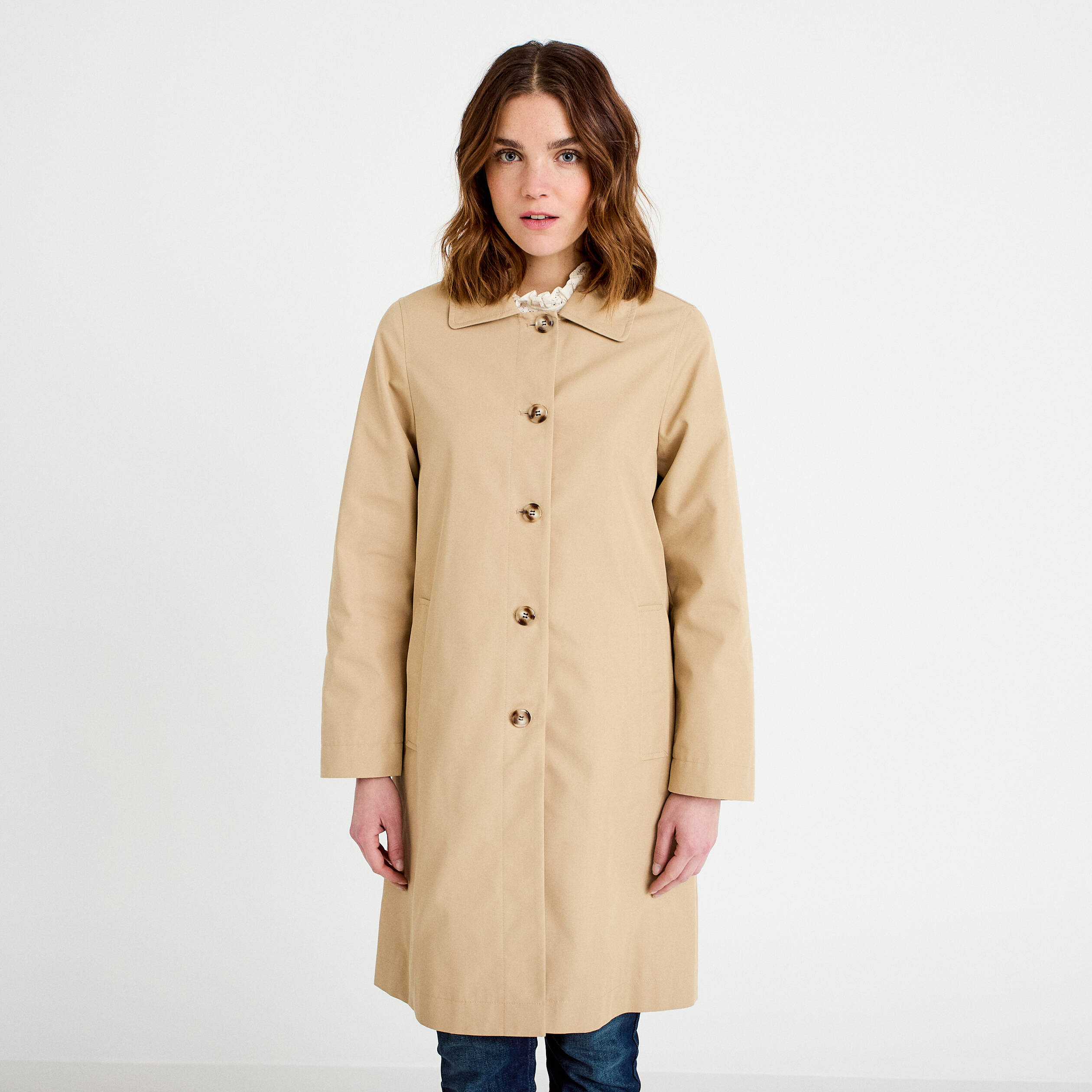 Trench col chemise sable femme
