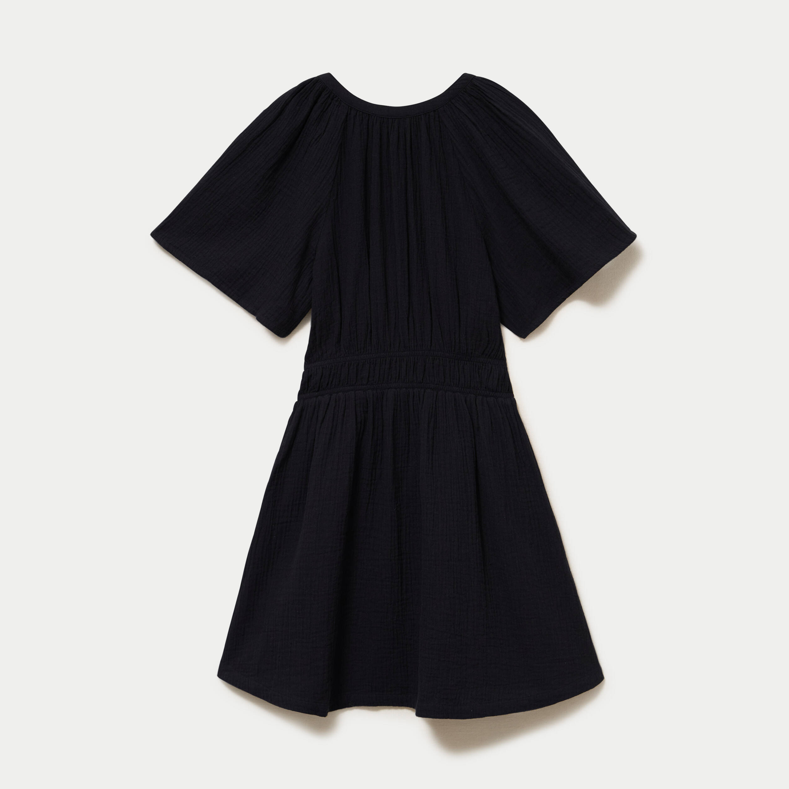 Robe courte &eacute;vas&eacute;e manches courtes noir femme
