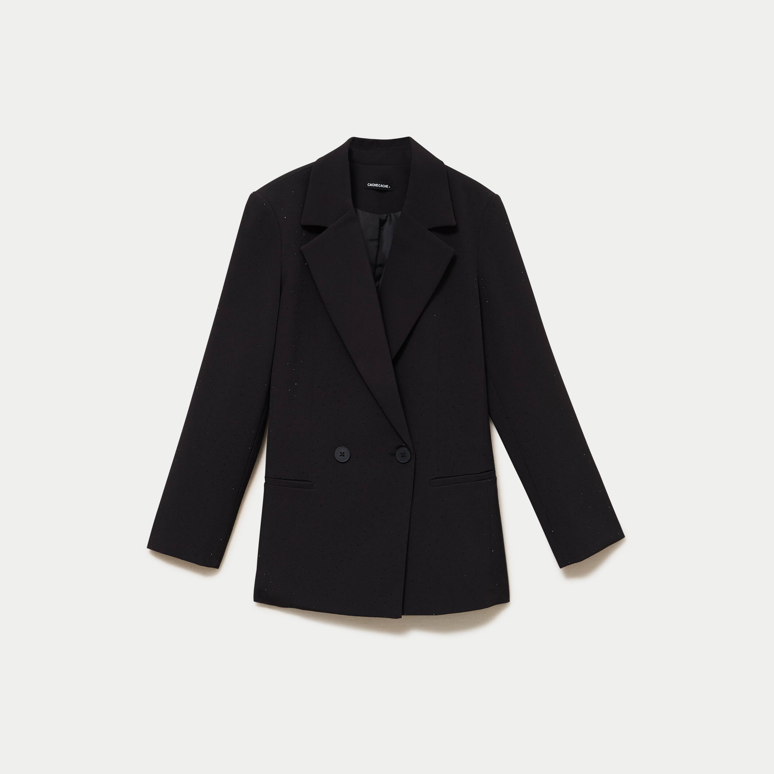 Blazer oversize brillant manches longues noir femme