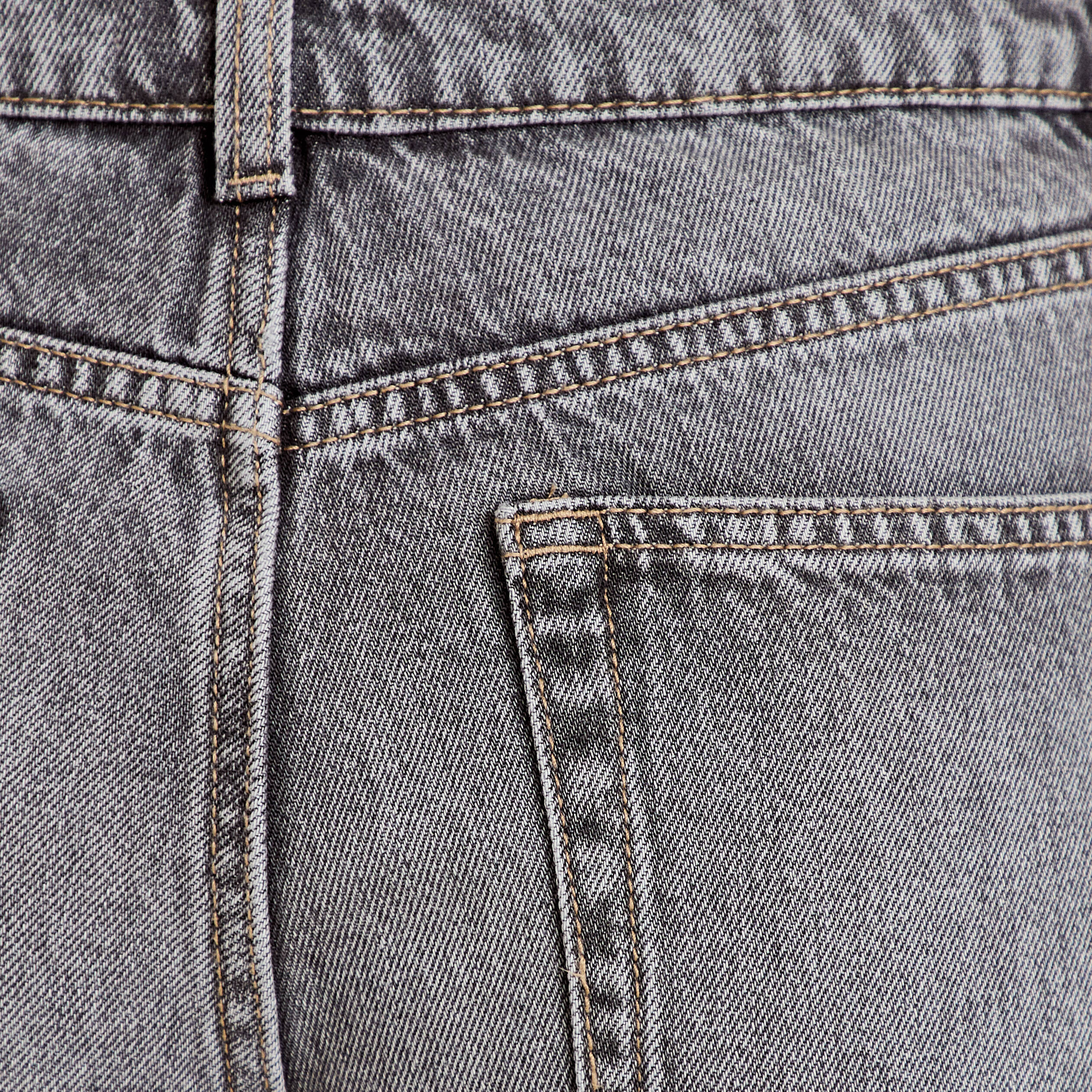 Jean wide leg taille basse denim gris femme