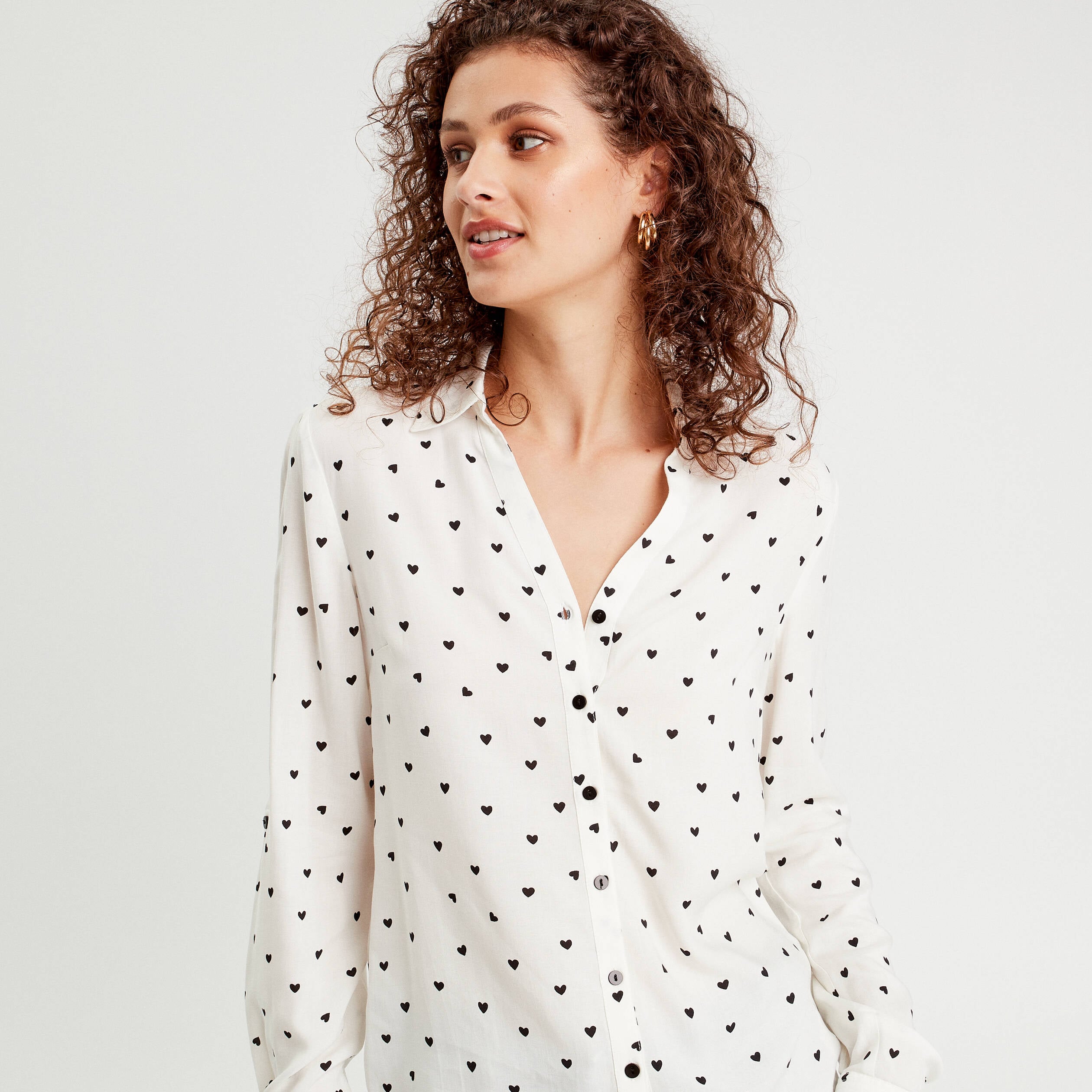 Chemise manches longues blanc femme