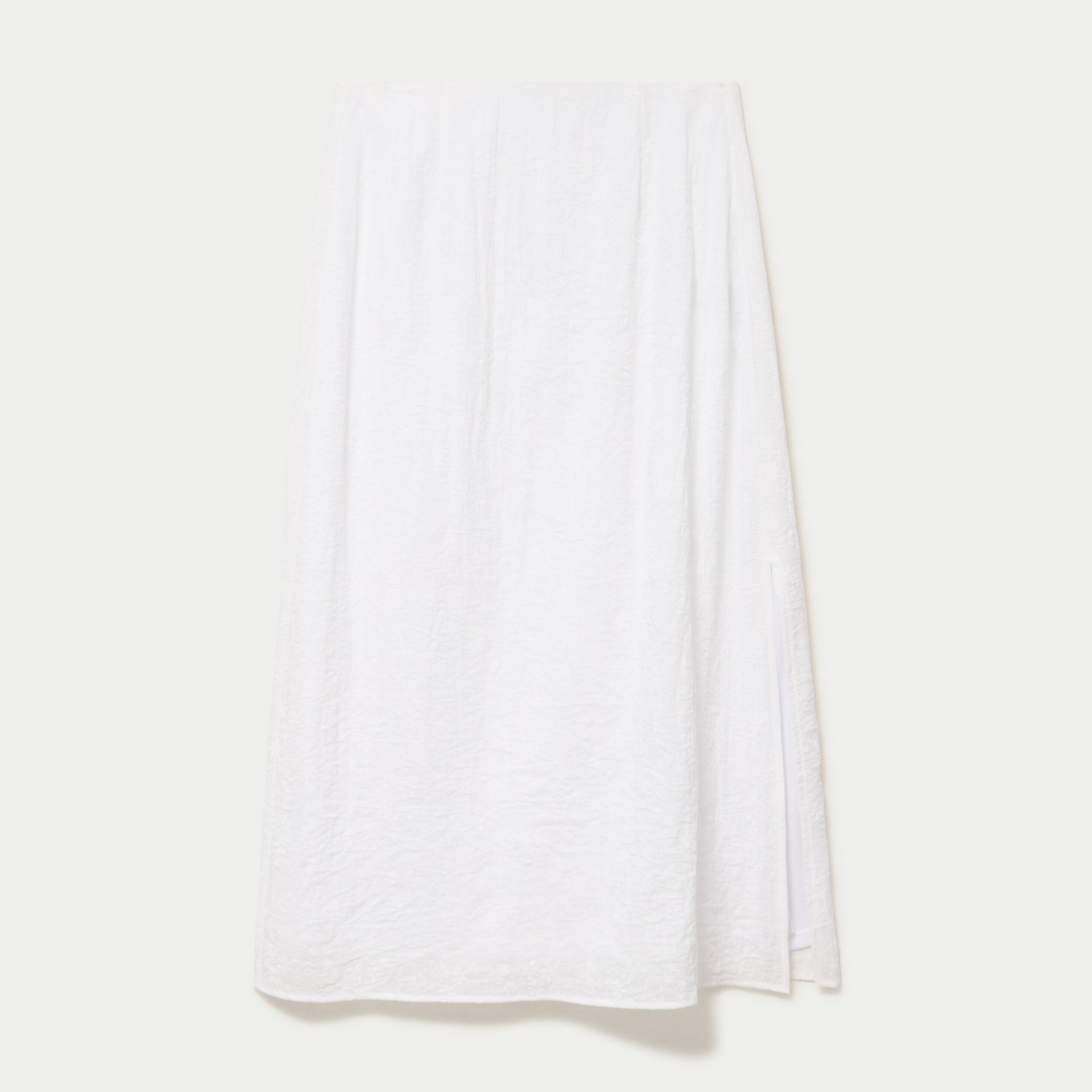 Jupe longue &eacute;vas&eacute;e pliss&eacute;e blanc femme