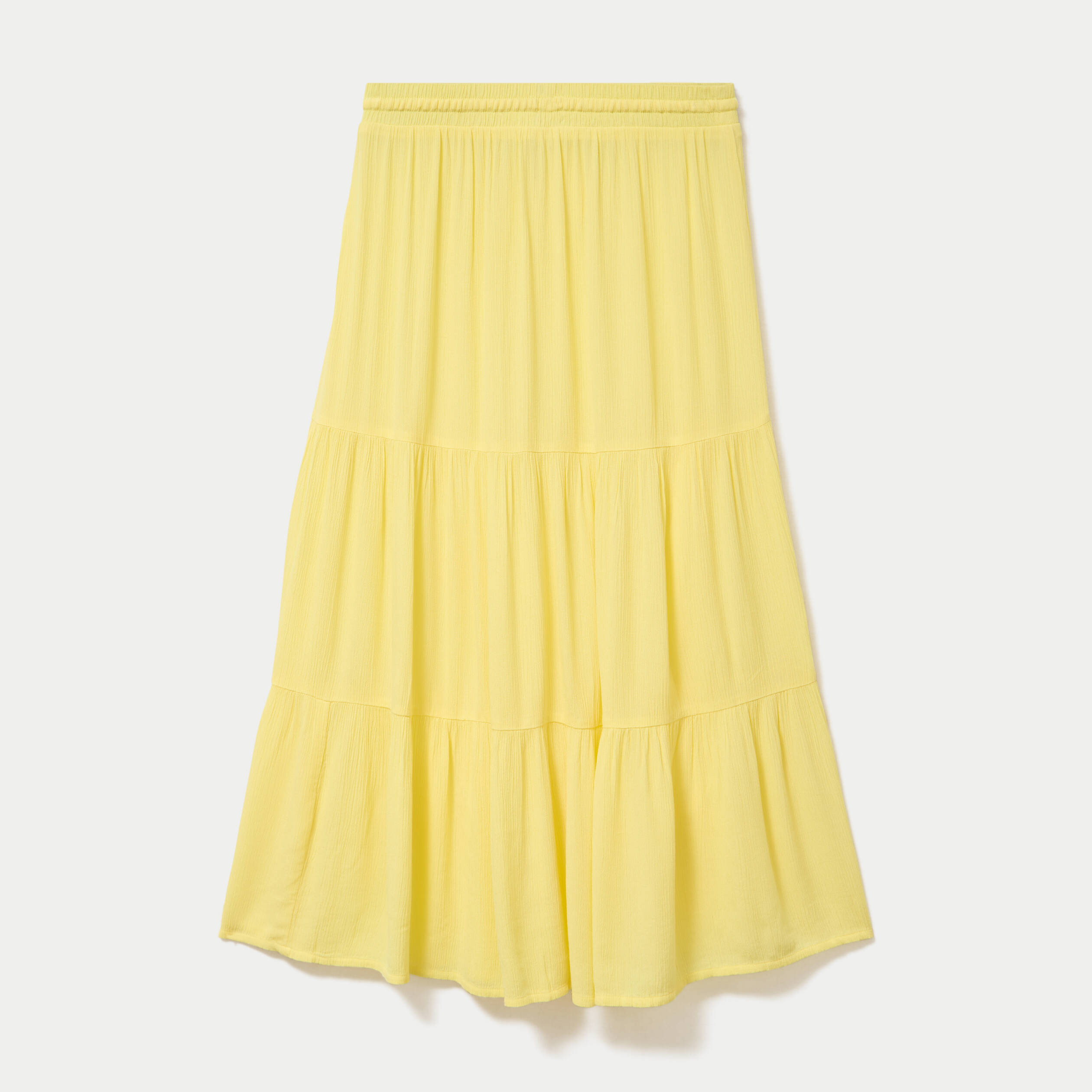Jupe longue pliss&eacute;e &eacute;vas&eacute;e jaune pastel femme