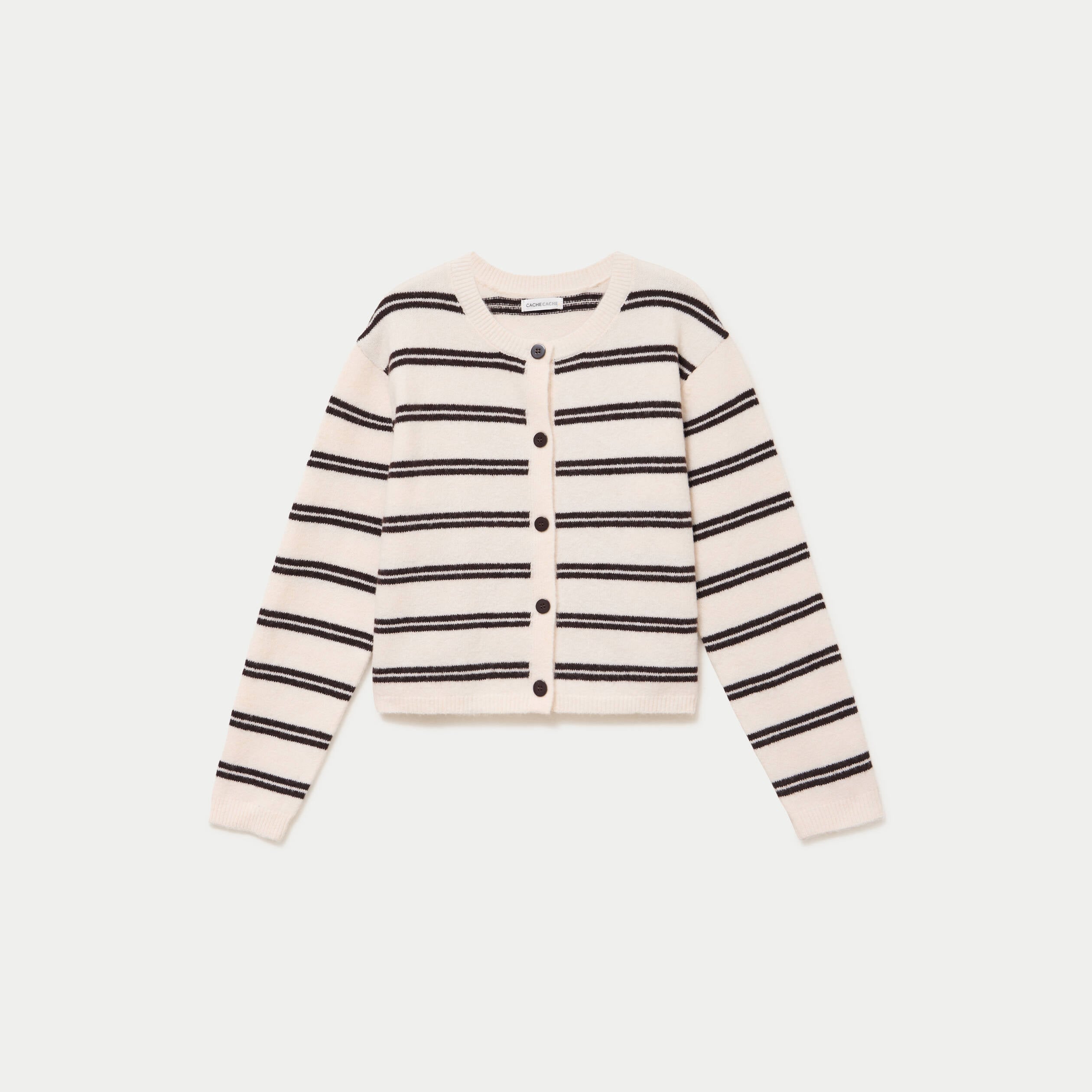 Gilet manches longues ecru femme