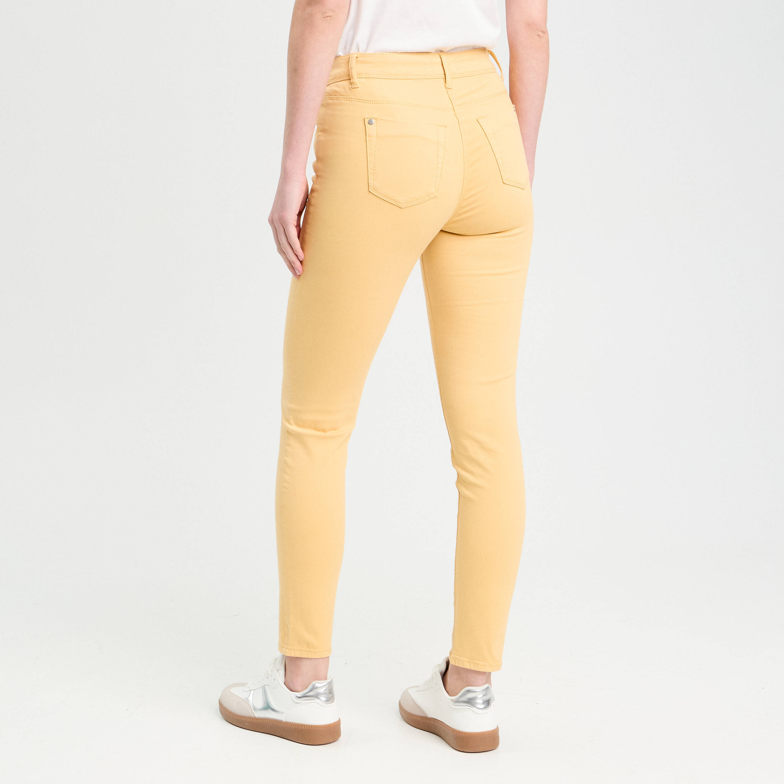 Jeans slim 5 poches jaune clair femme