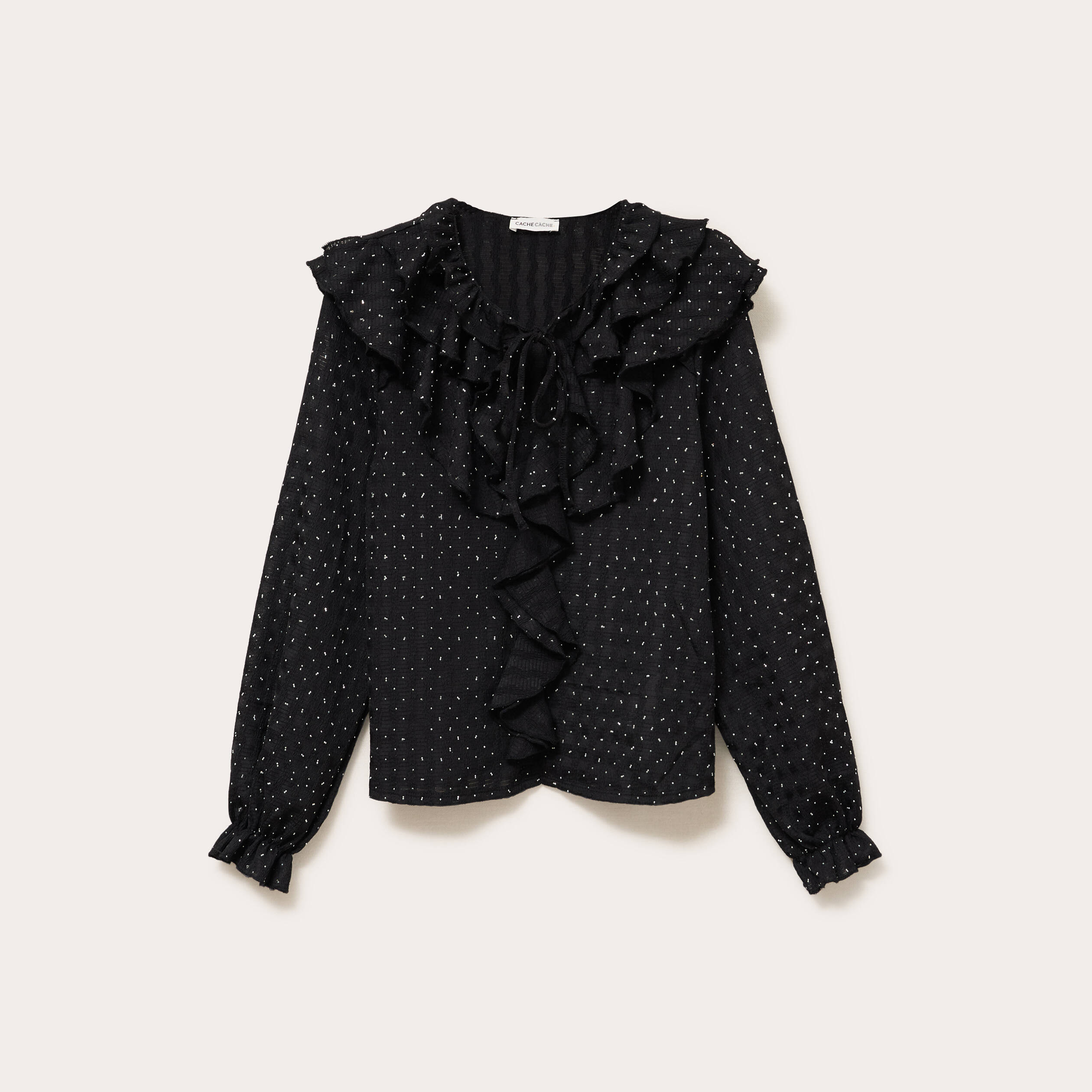 Blouse &agrave; volants noir femme
