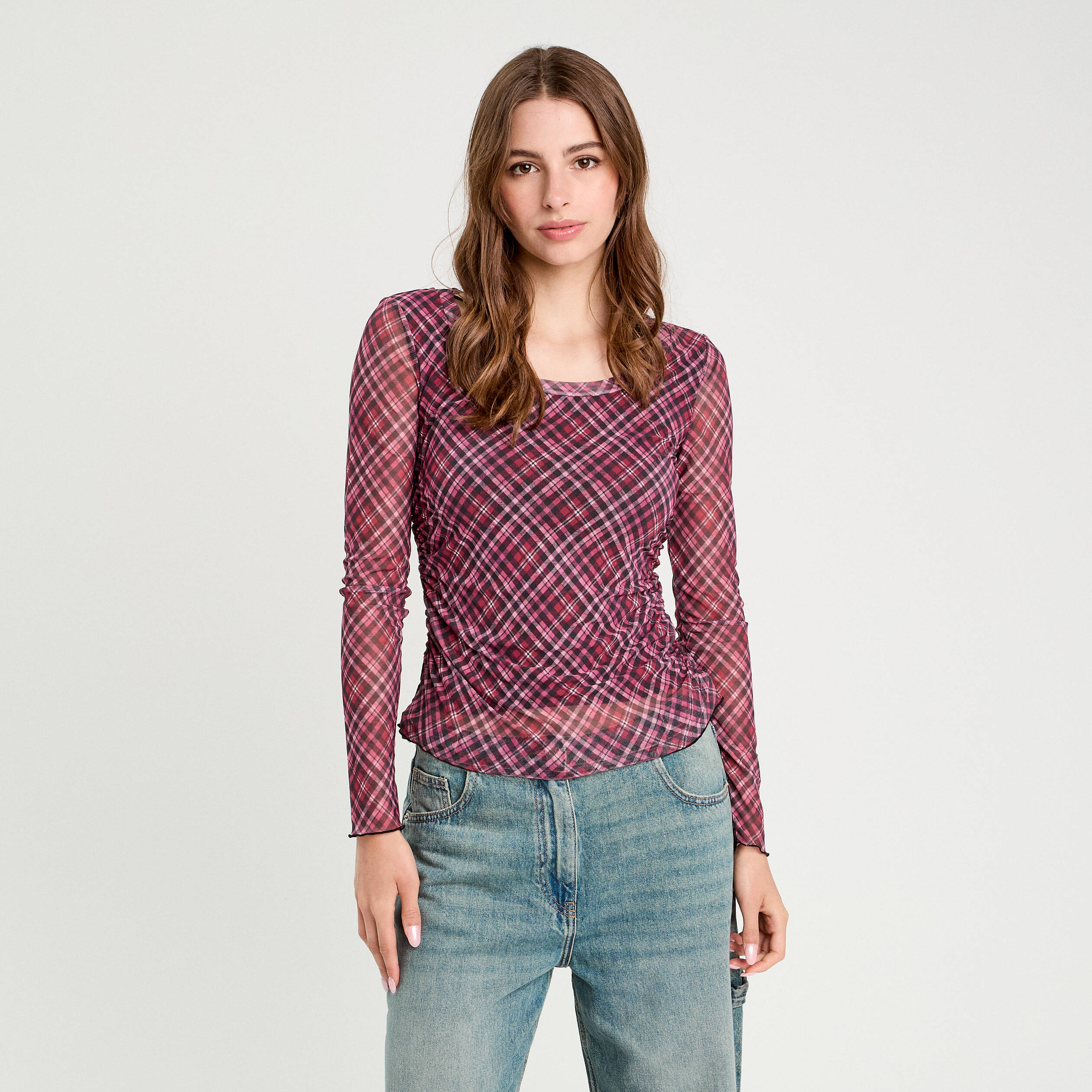 T-shirt manches longues rouge cerise femme
